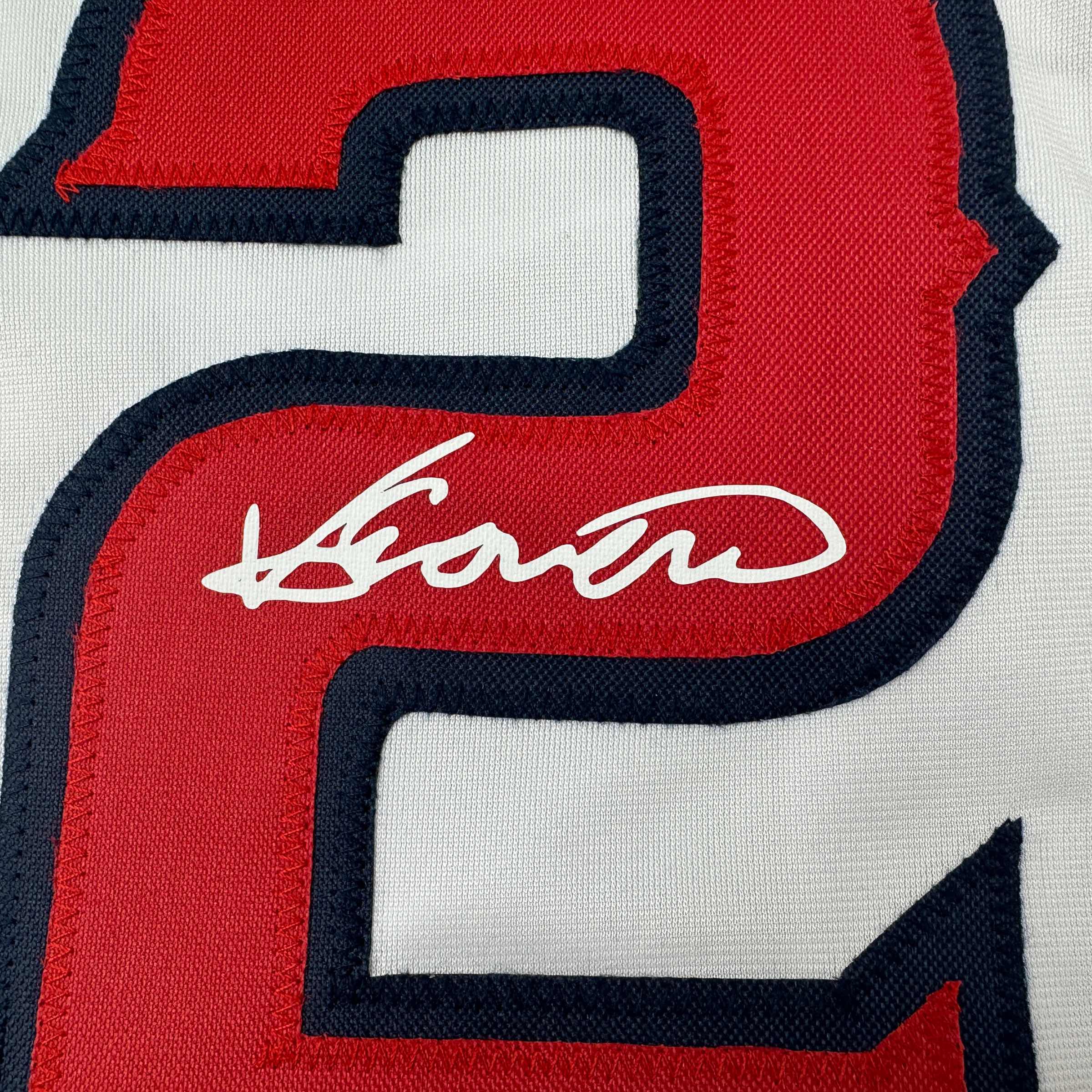 Facsimile Autographed Vladimir Guerrero Sr. Vlad Los Angeles LA Anaheim White Reprint Laser Auto Baseball Jersey Size Men's XL