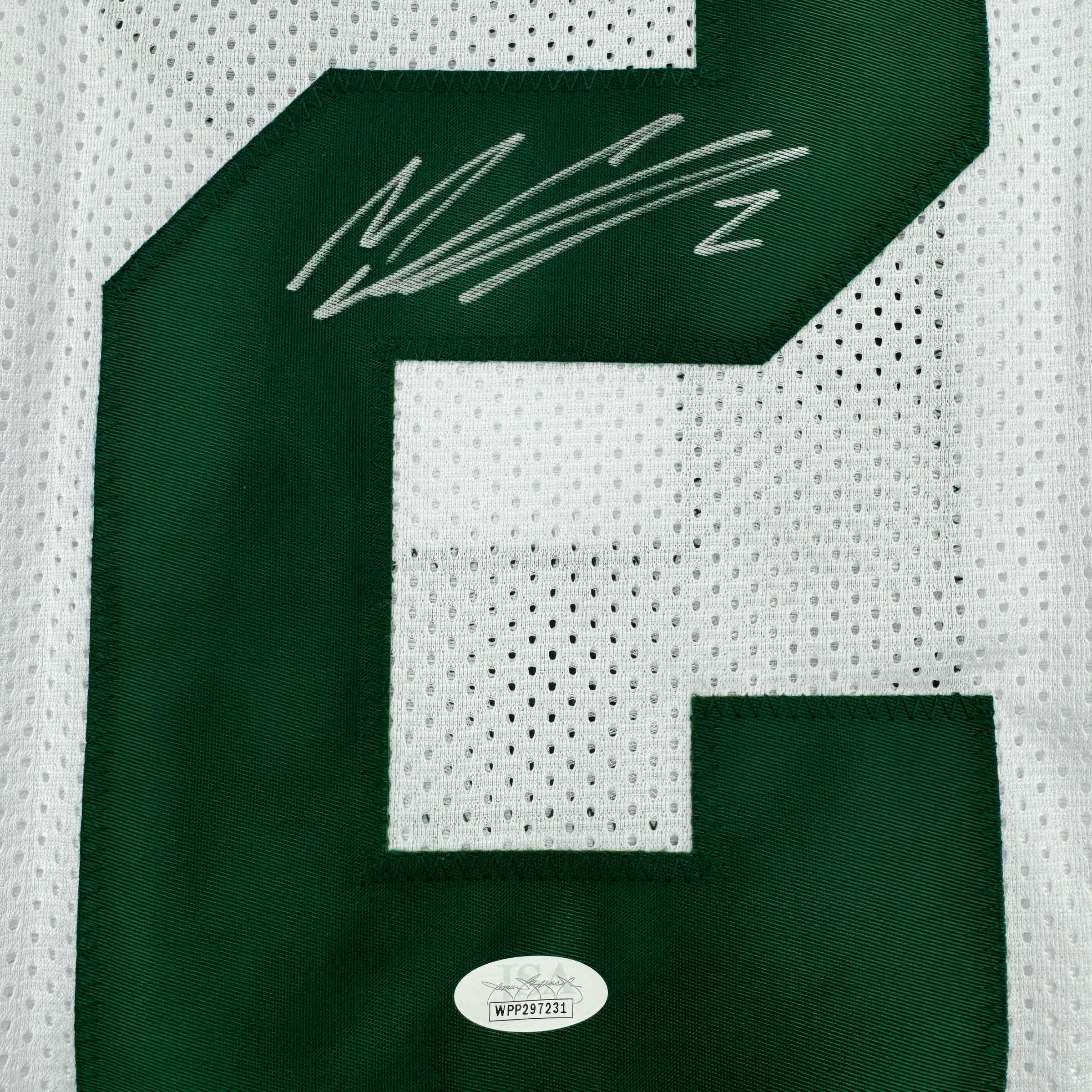 Framed Autographed/Signed Mason Crosby 35x39 Green Bay White Football Jersey JSA COA