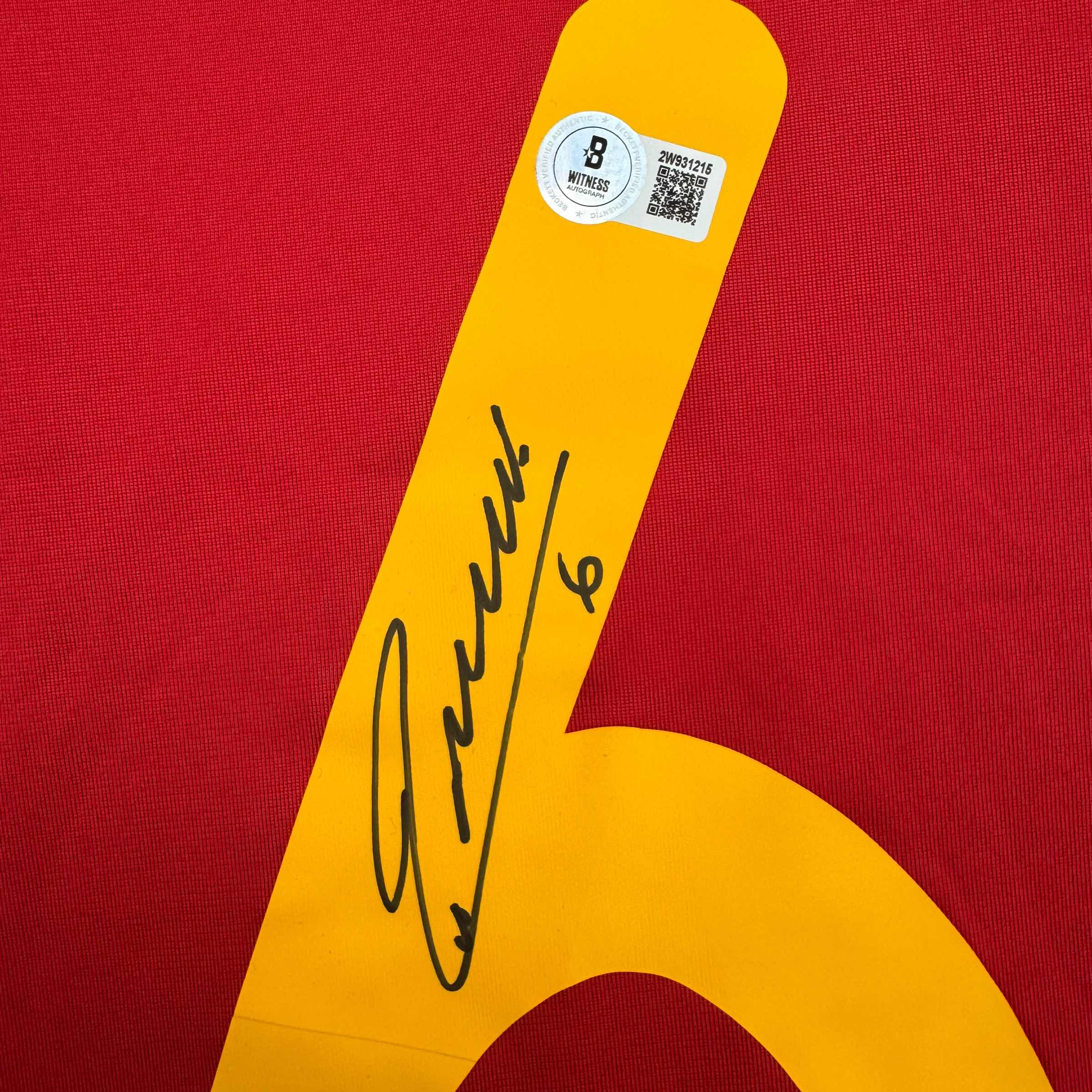 Autographed/Signed Andres Iniesta Spain Red World Cup Soccer Futbol Jersey Beckett BAS COA
