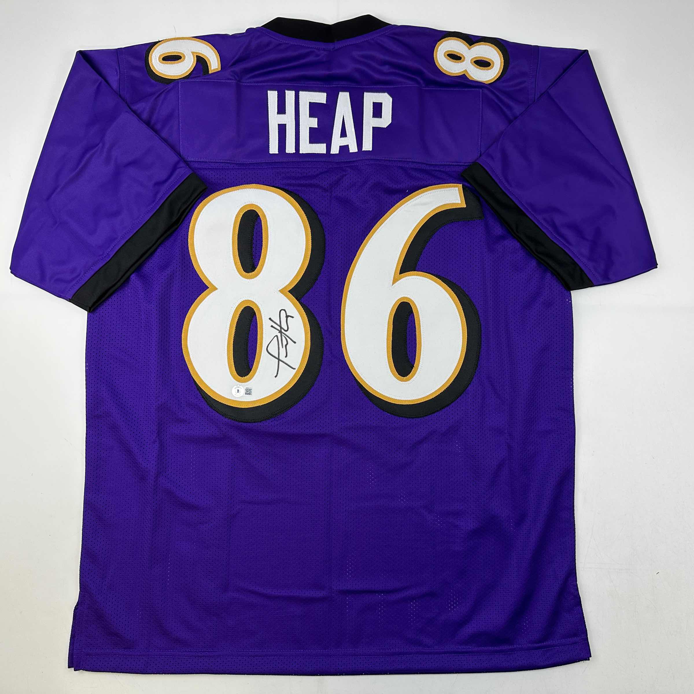 Autographed/Signed Todd Heap Baltimore Purple Football Jersey Beckett BAS COA