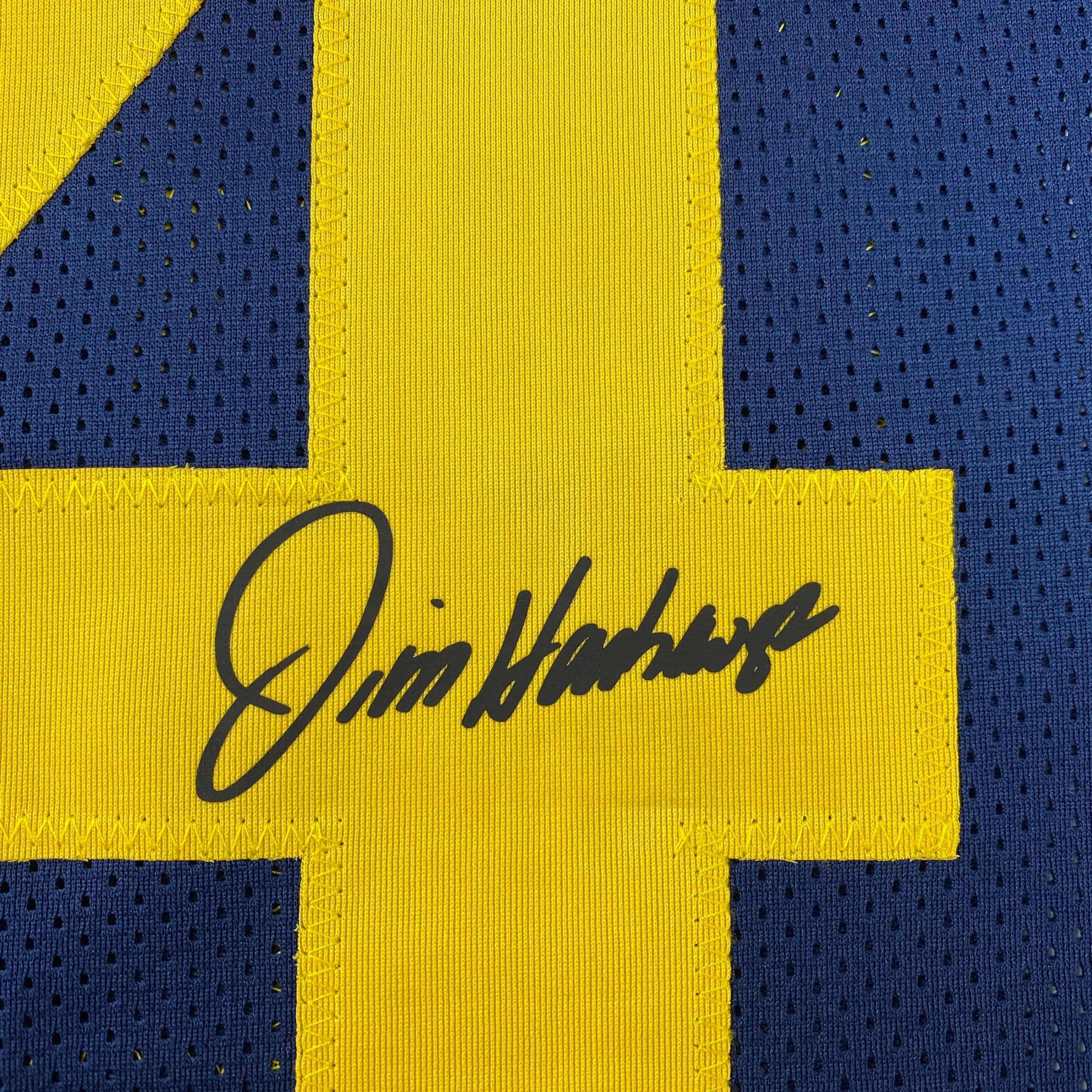 Facsimile Autographed Jim Harbaugh Michigan Blue Reprint Laser Auto College Football Jersey Size Men's XL
