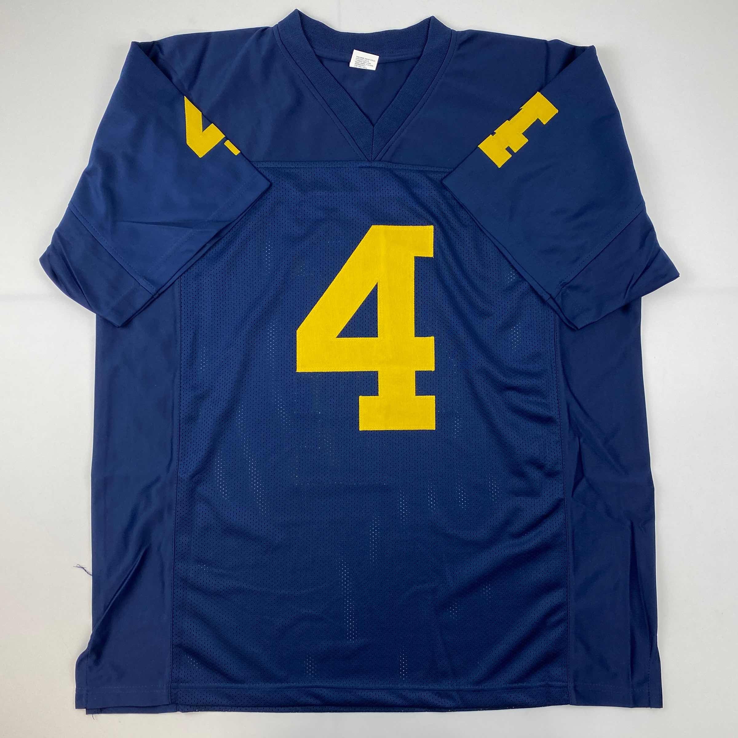 Facsimile Autographed Jim Harbaugh Michigan Blue Reprint Laser Auto College Football Jersey Size Men's XL