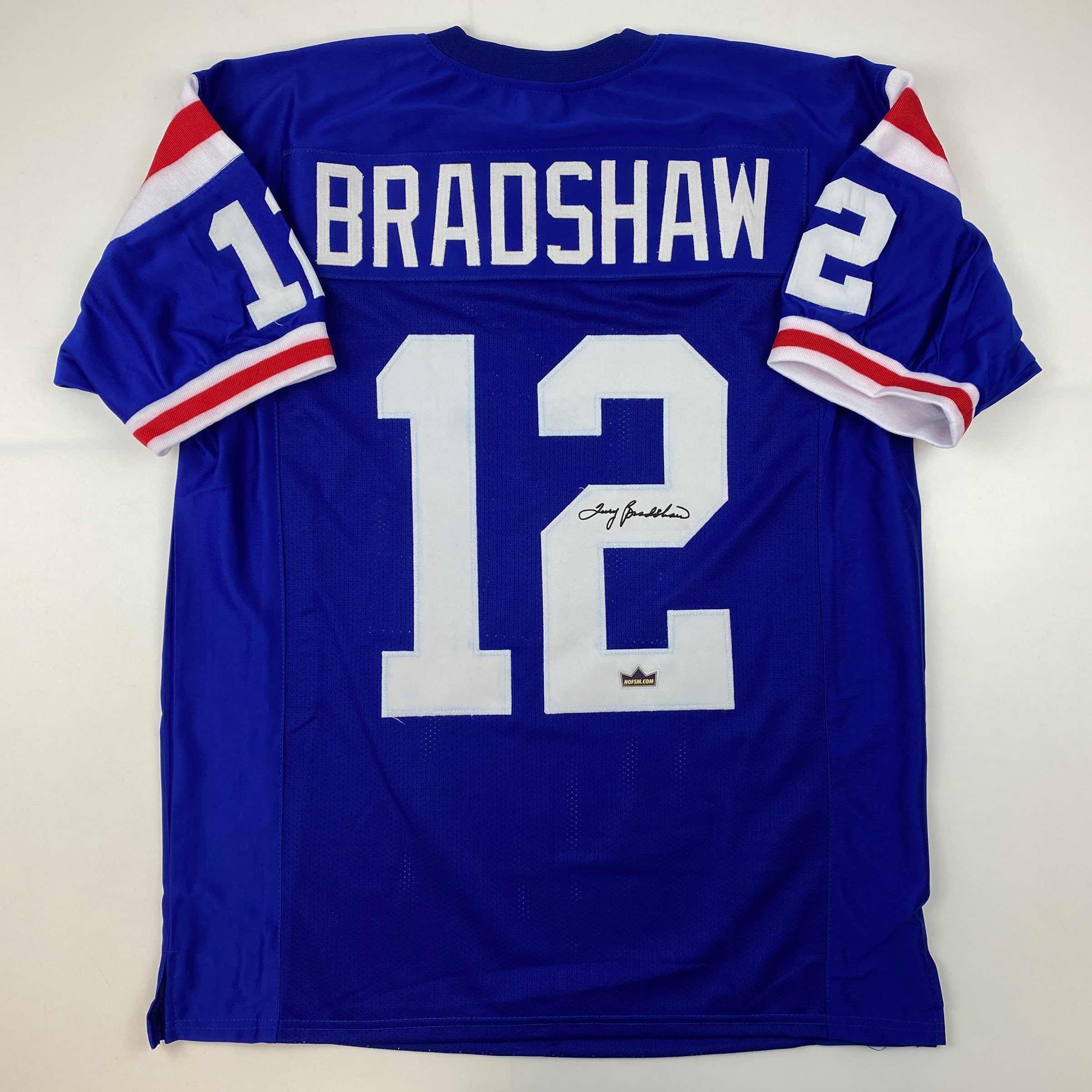 Facsimile Autographed Terry Bradshaw Louisiana Tech Blue Reprint Laser Auto College Football Jersey Size Men's XL