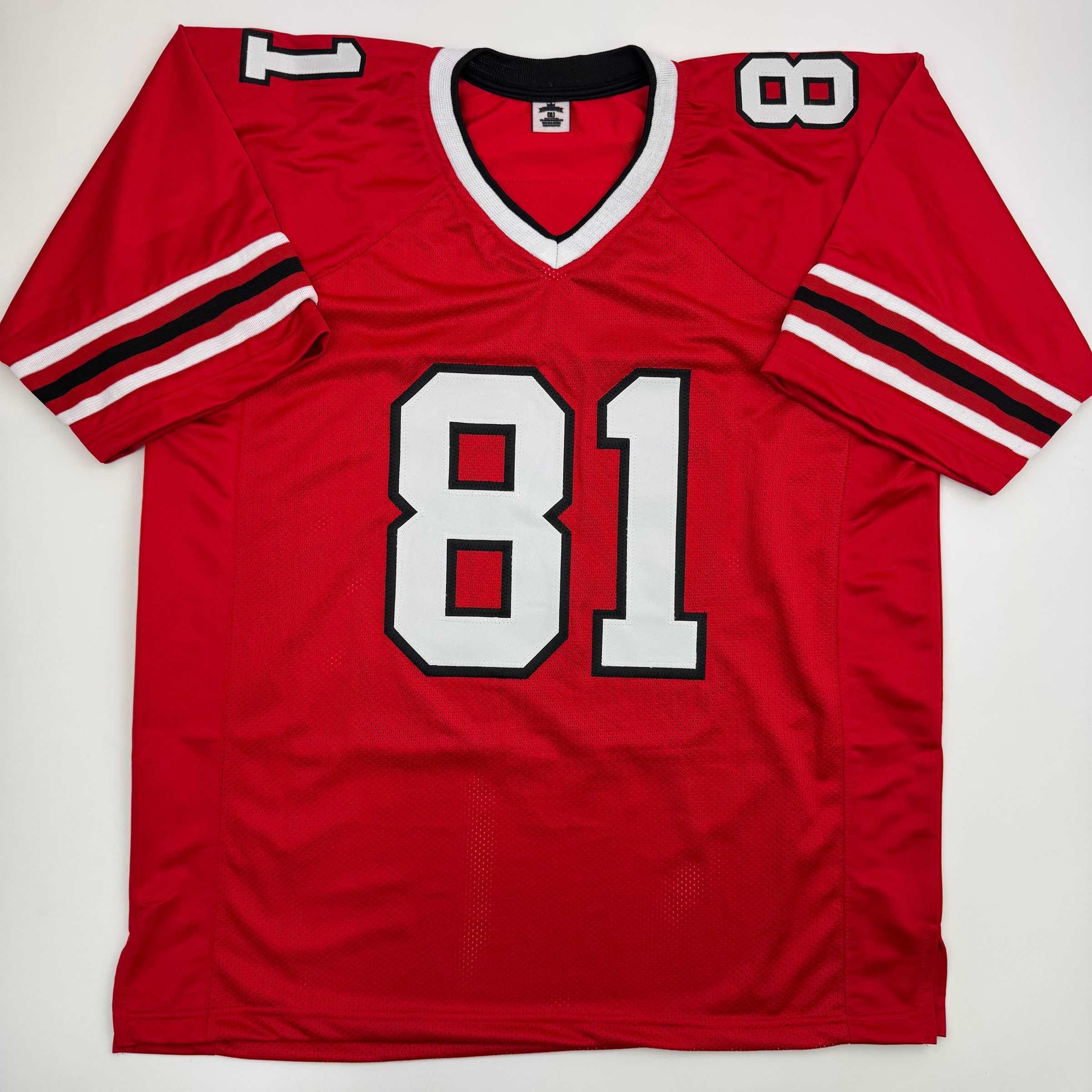 Autographed/Signed Billy White Shoes Johnson Atlanta Red Football Jersey JSA COA
