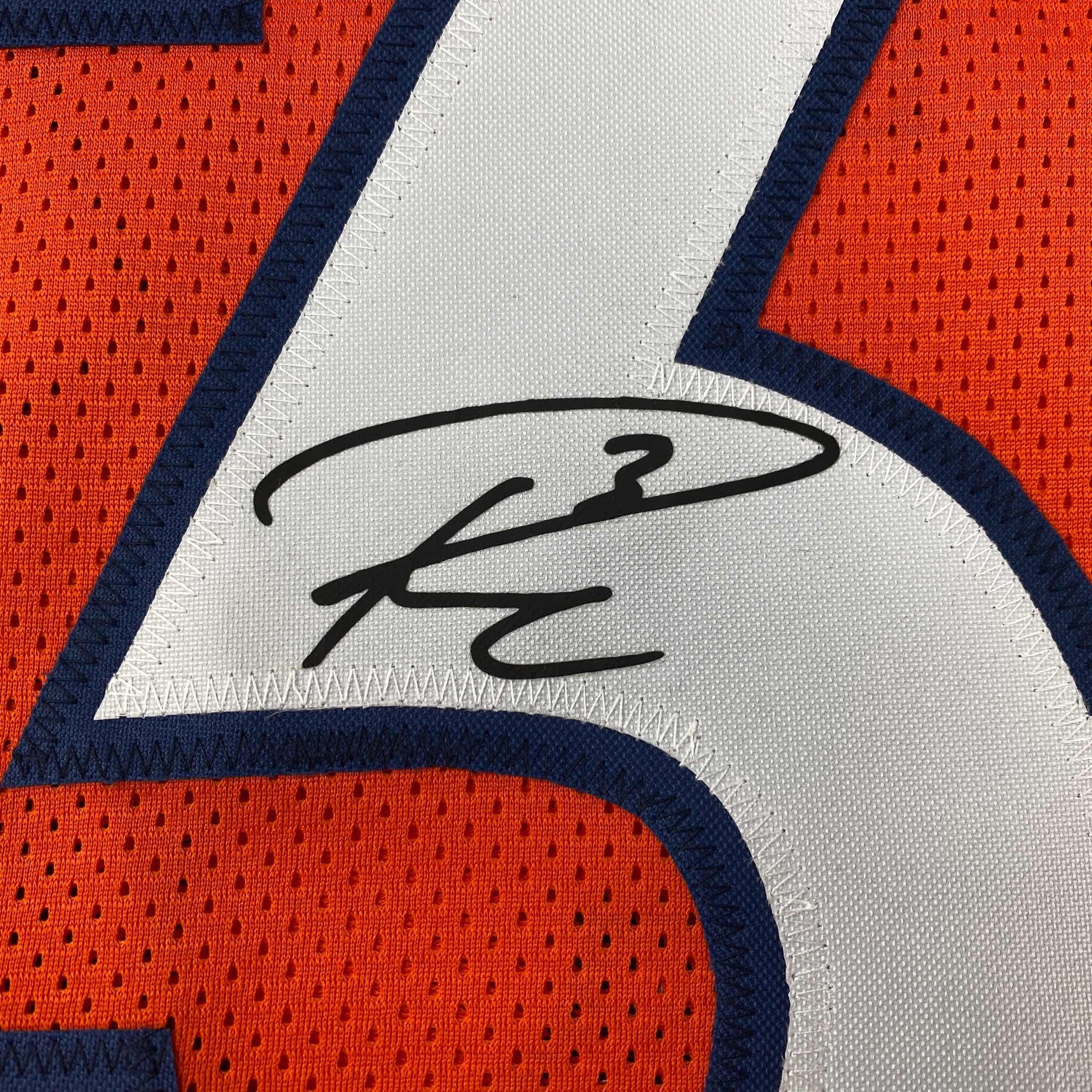 Facsimile Autographed Russell Wilson Denver Orange Reprint Laser Auto Football Jersey Size Men's XL