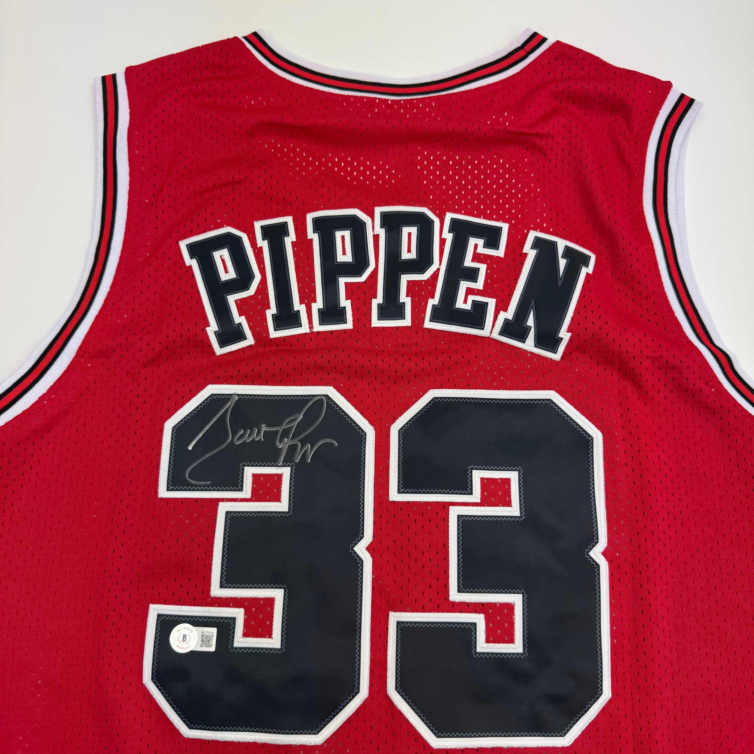 Autographed/Signed Scottie Pippen Chicago Red Basketball Jersey Beckett BSA COA