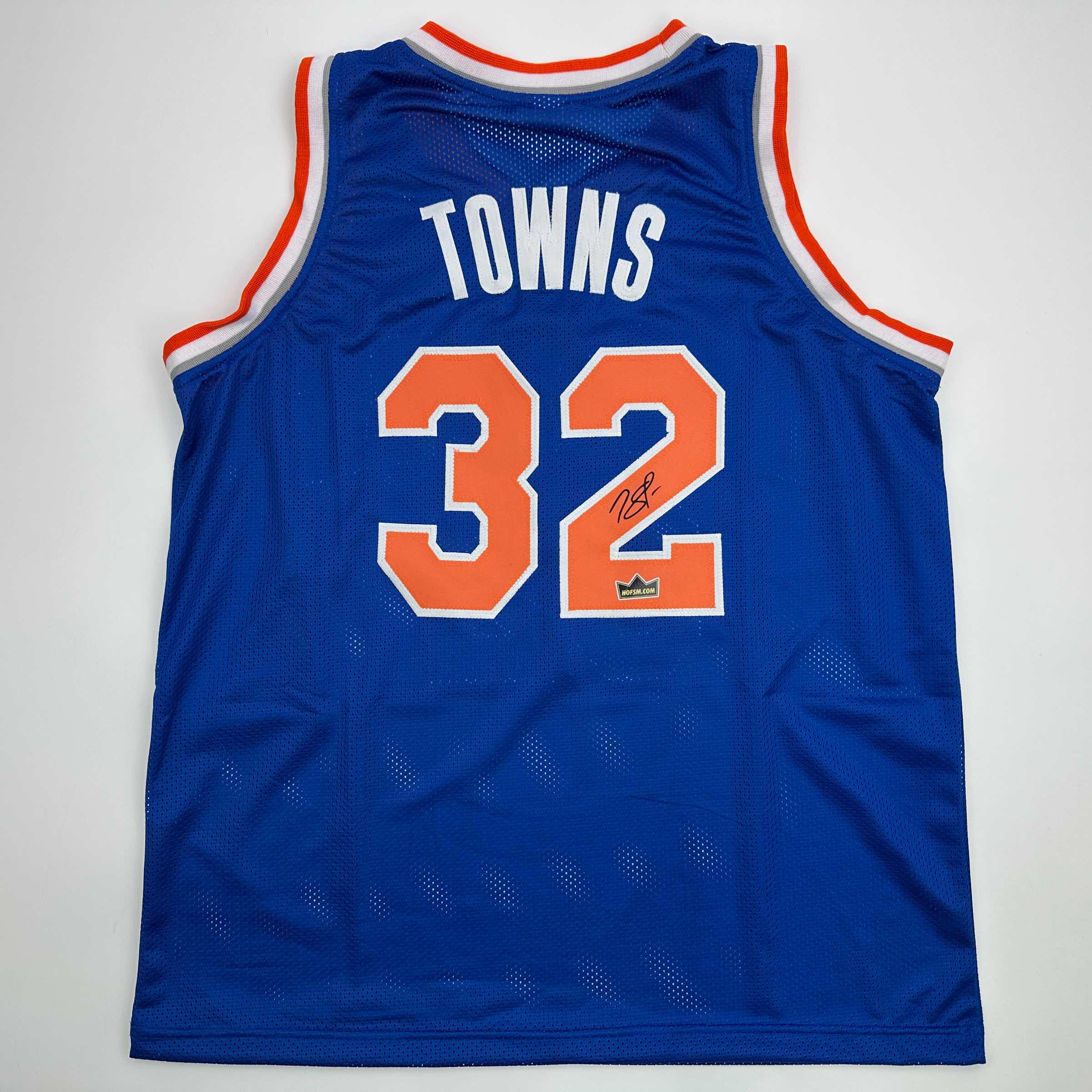 Facsimile Autographed Karl-Anthony Towns New York Blue Reprint Laser Auto Basketball Jersey Size Men's XL
