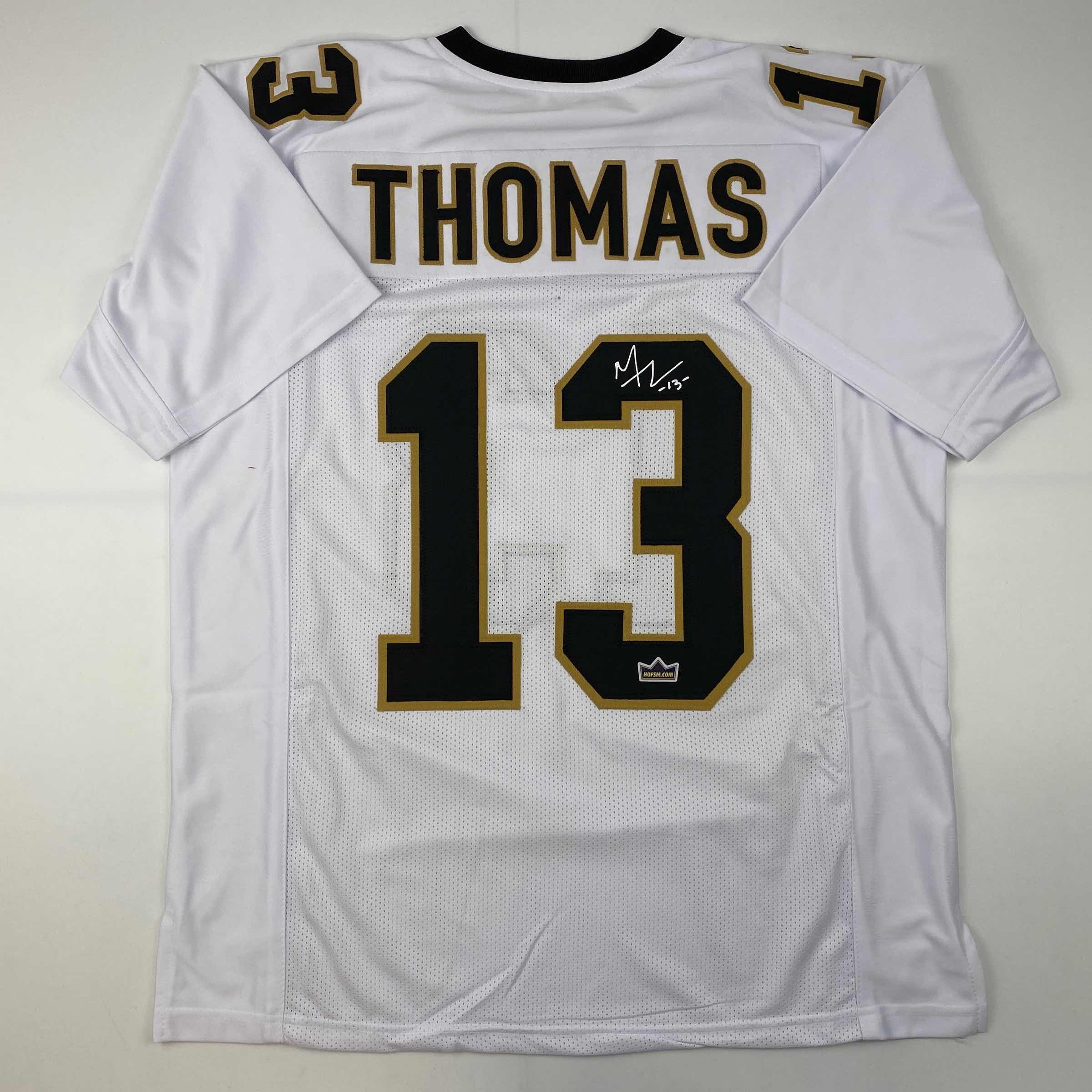 Facsimile Autographed Michael Thomas New Orleans White Reprint Laser Auto Football Jersey Size Men's XL