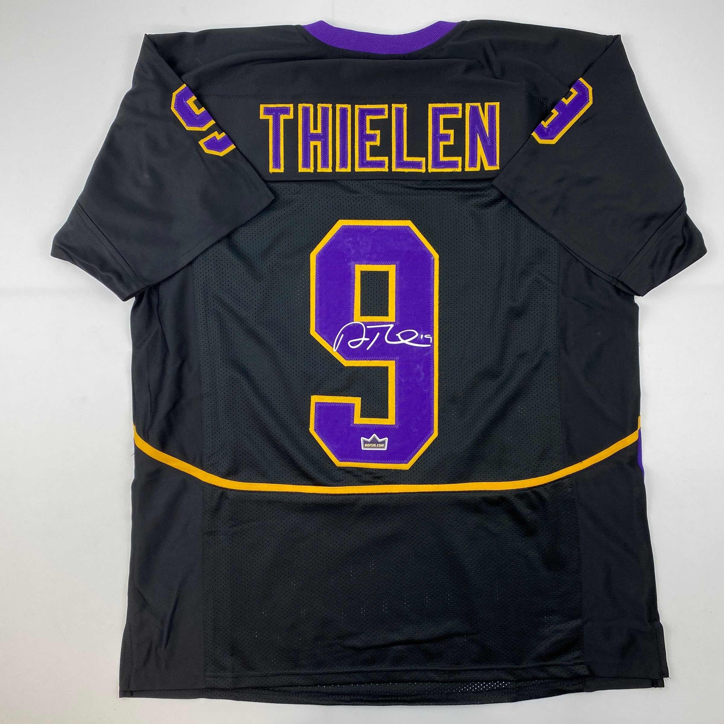 Facsimile Autographed Adam Thielen Minnesota State Black Reprint Laser Auto College Football Jersey Size Men's XL