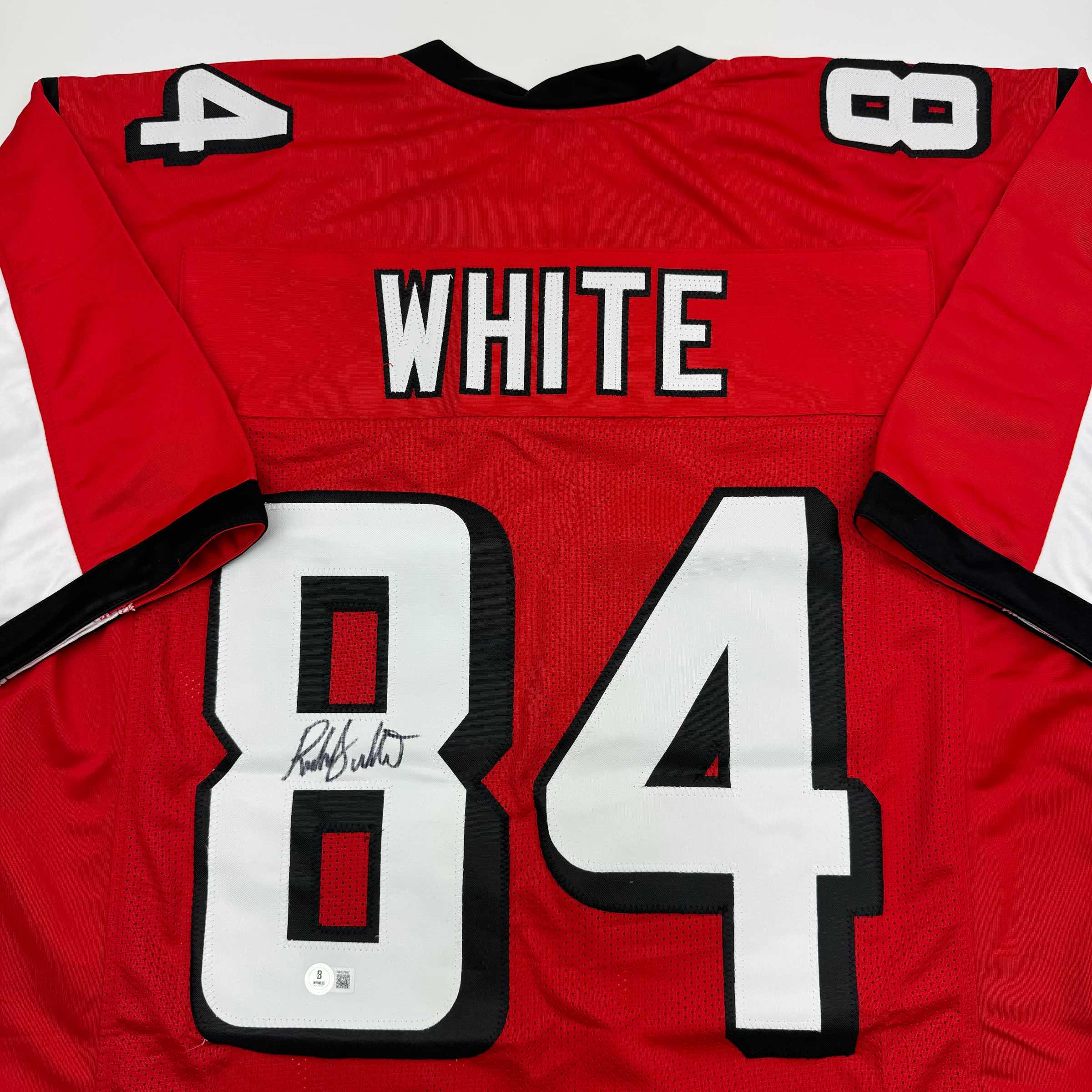Autographed/Signed Roddy White Atlanta Red Football Jersey Beckett BAS COA