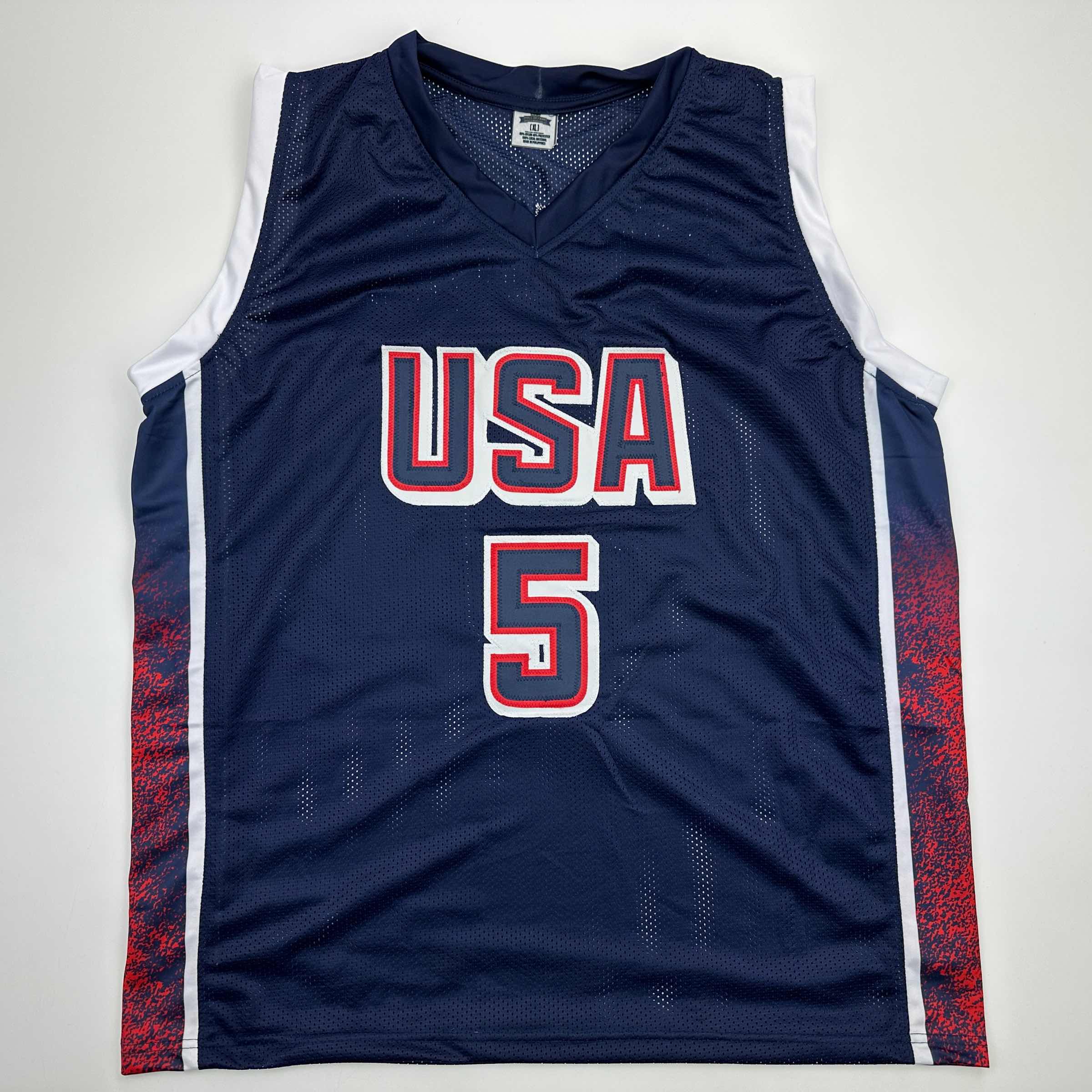 Facsimile Autographed Anthony Edwards 2024 United States Team USA Blue Reprint Laser Auto Basketball Jersey Size Men's XL