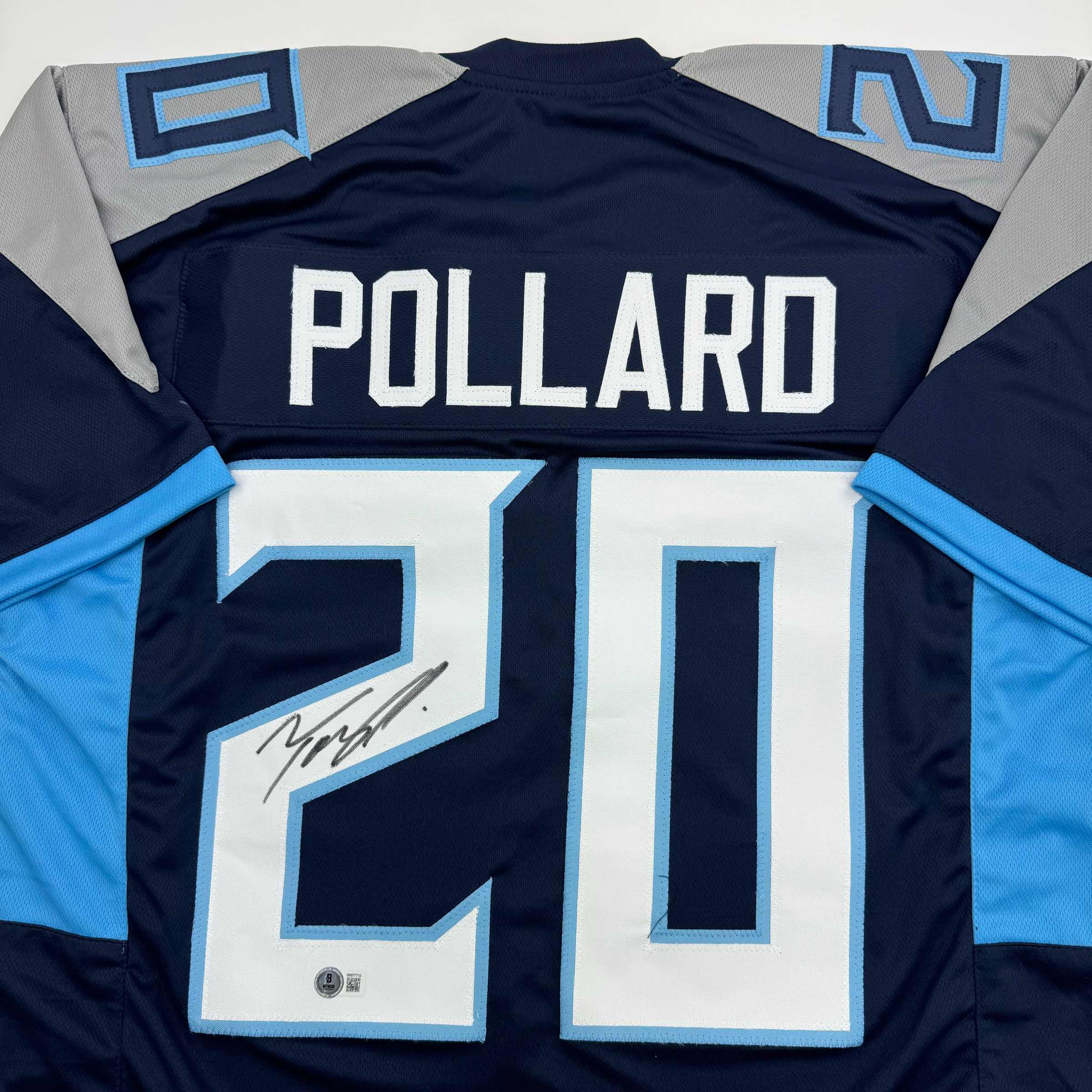 Autographed/Signed Tony Pollard Tennessee Blue Football Jersey Beckett BAS COA