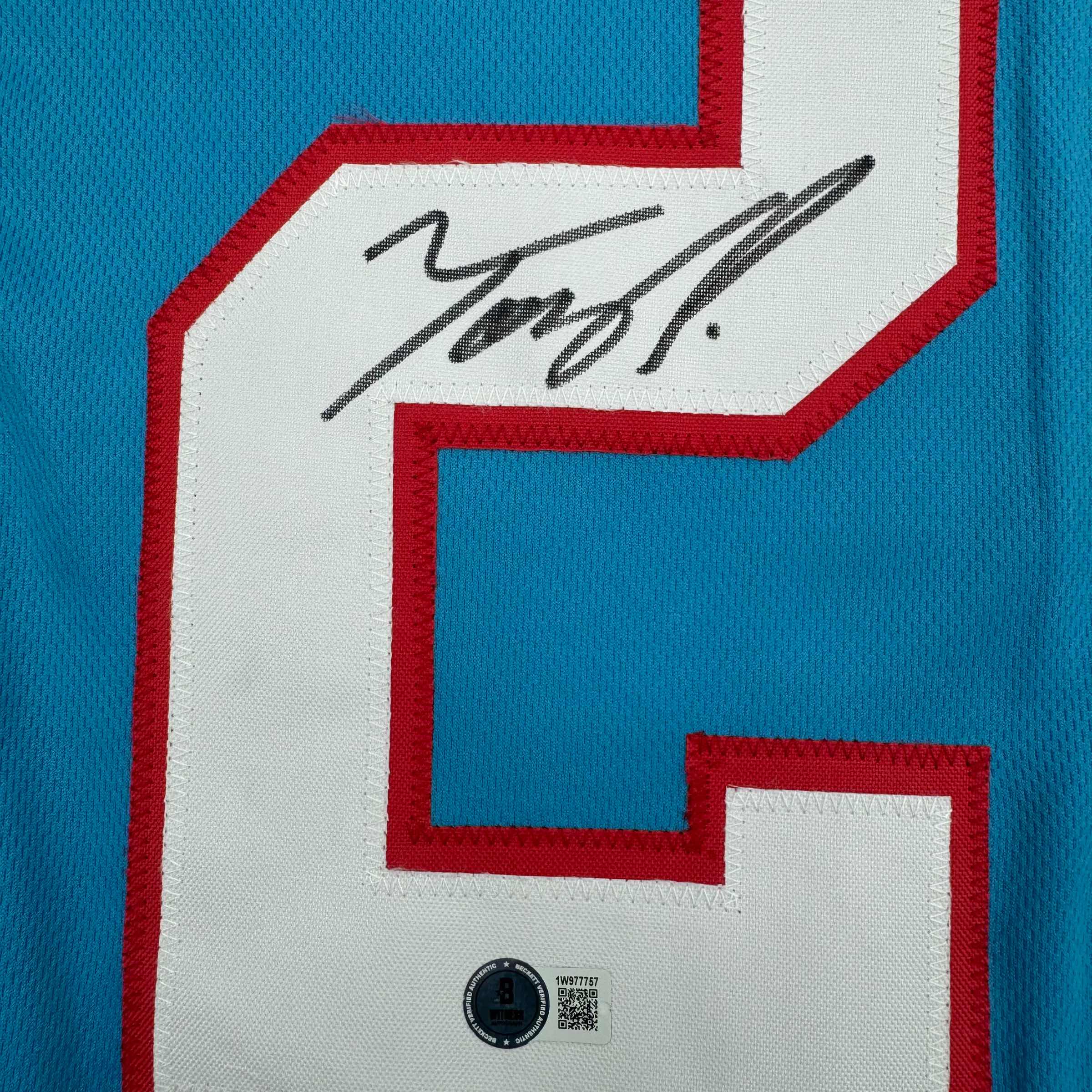 Autographed/Signed Tony Pollard Tennessee Retro Blue Football Jersey Beckett BAS COA