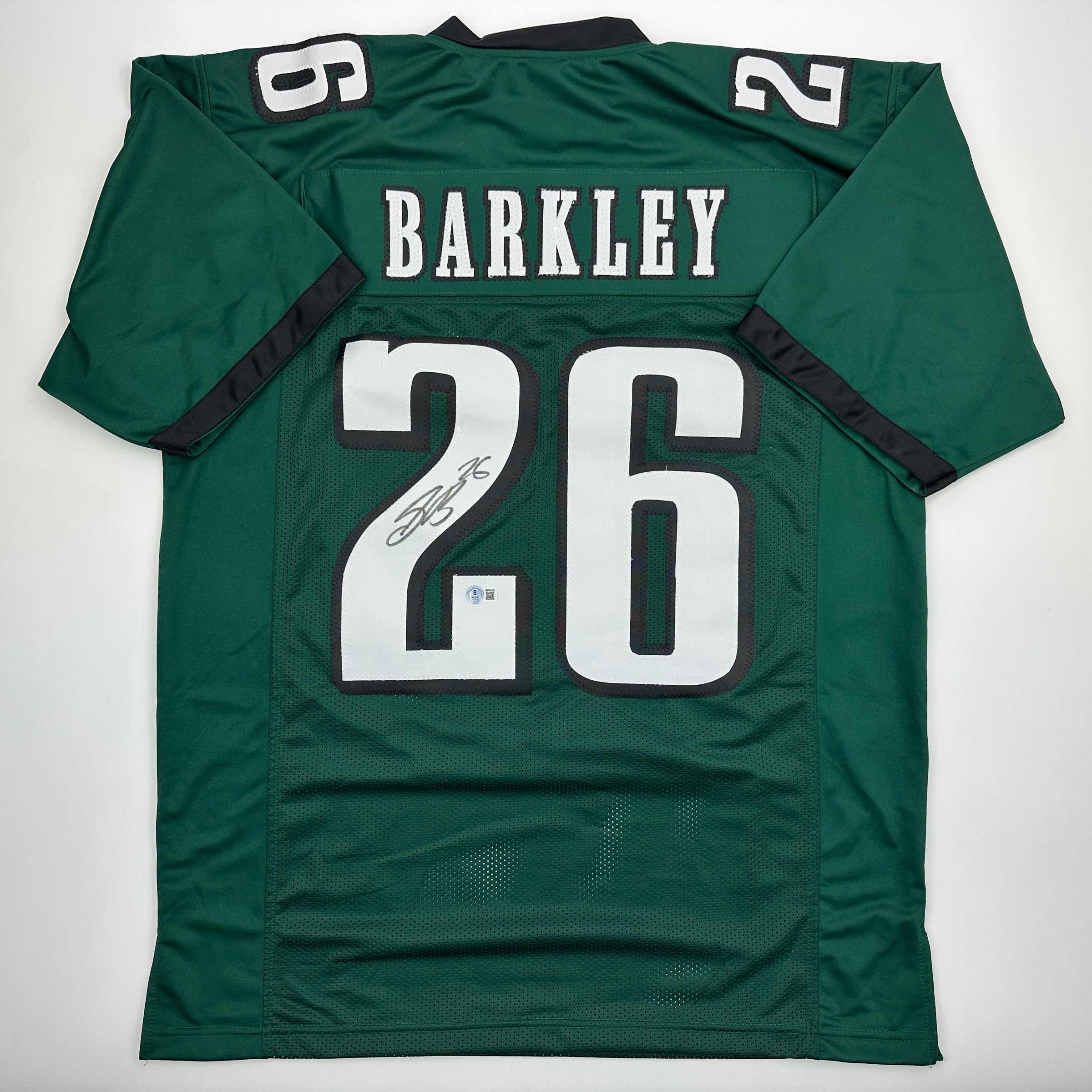 Autographed/Signed Saquon Barkley Philadelphia Midnight Green Football Jersey Beckett BAS COA