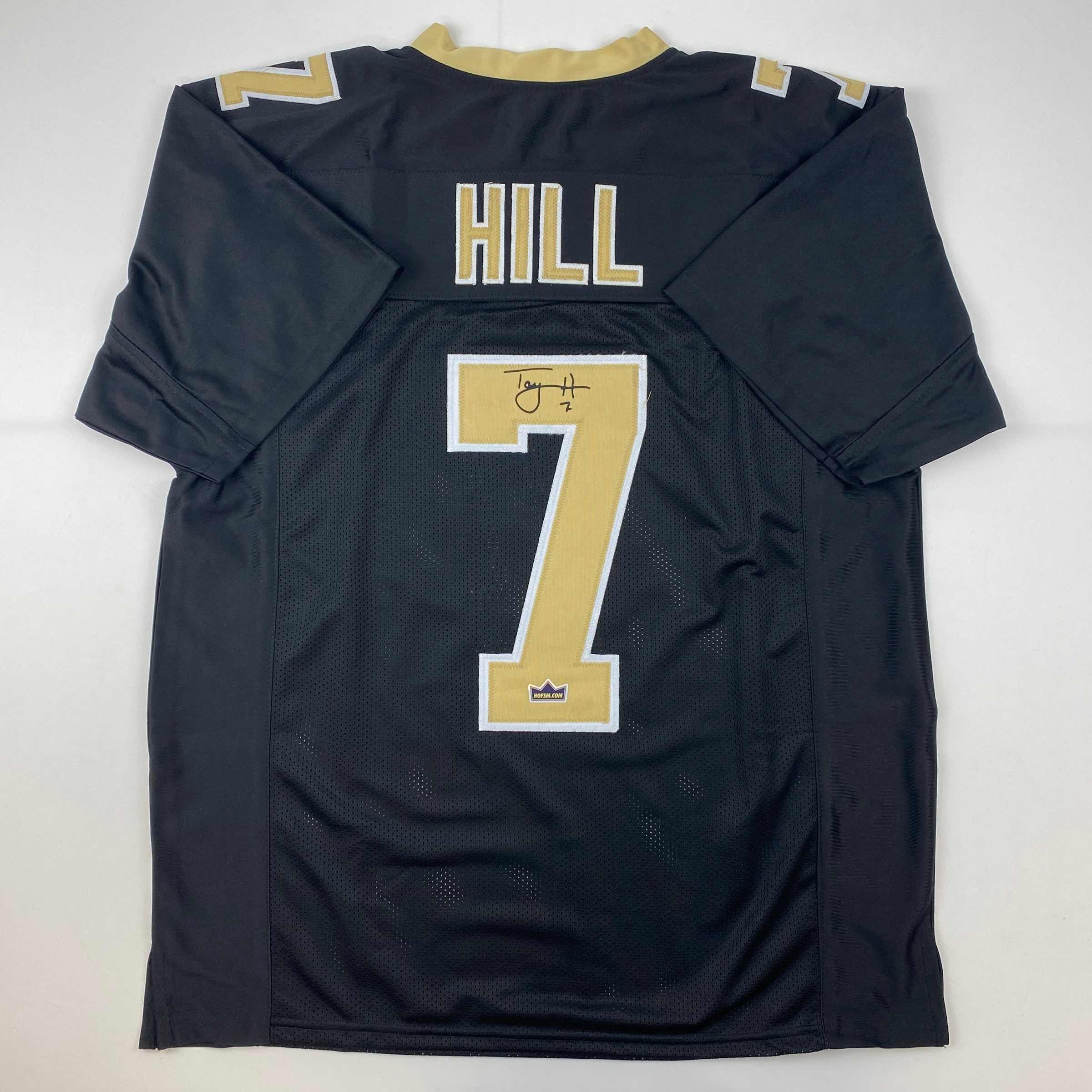 Facsimile Autographed Taysom Hill New Orleans Black Reprint Laser Auto Football Jersey Size Men's XL