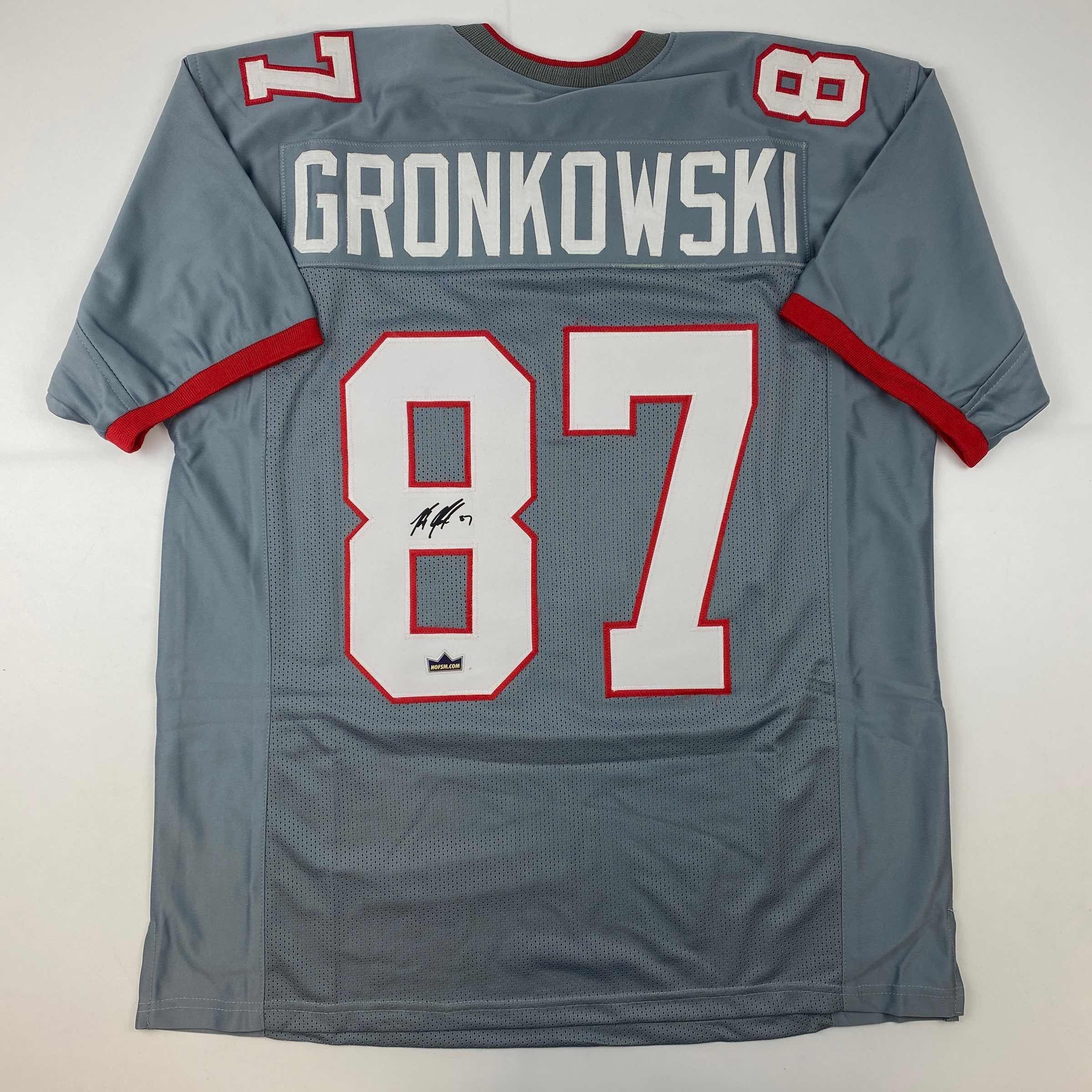 Facsimile Autographed Rob Gronk Gronkowski Tampa Bay Grey Pewter Reprint Laser Auto Football Jersey Size Men's XL