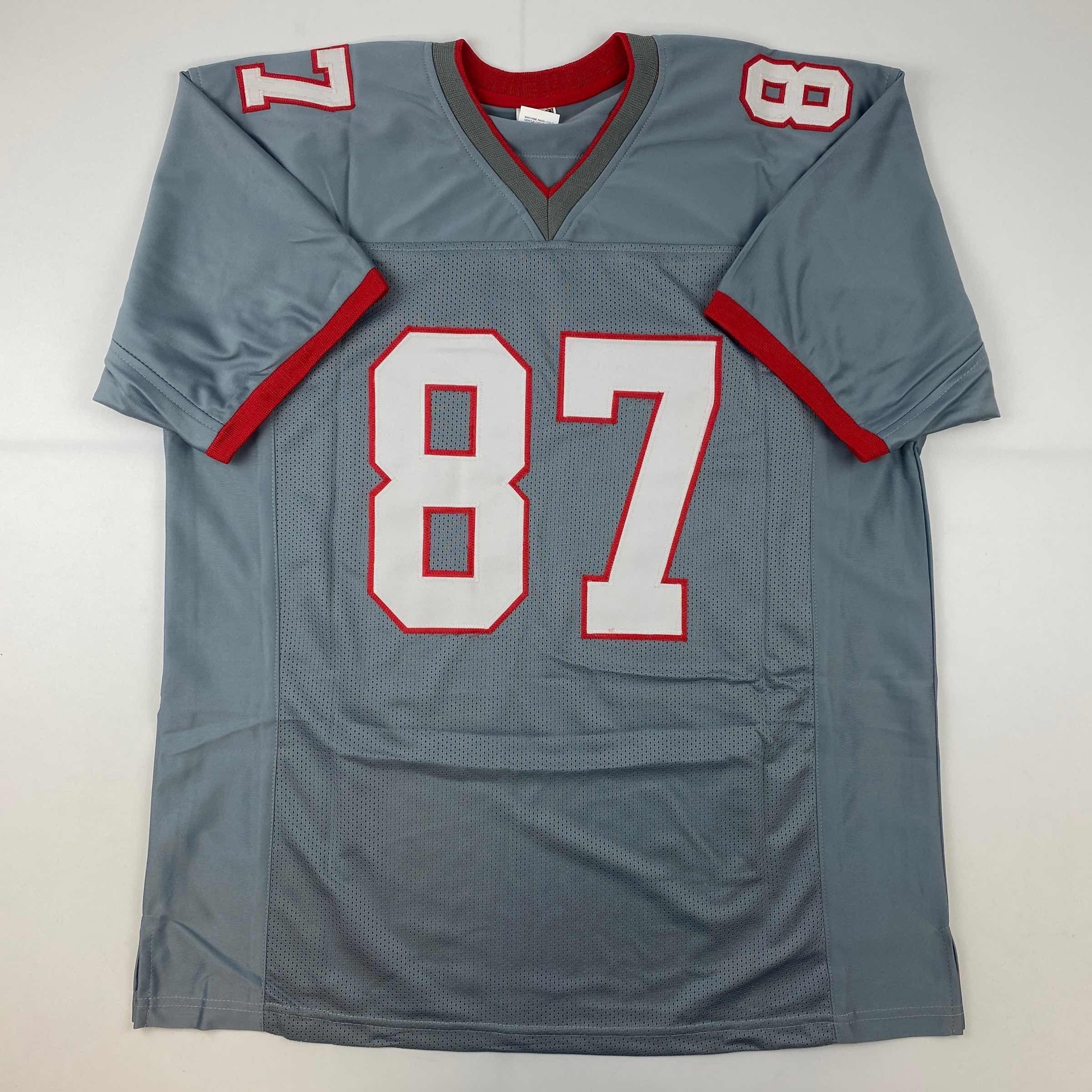 Facsimile Autographed Rob Gronk Gronkowski Tampa Bay Grey Pewter Reprint Laser Auto Football Jersey Size Men's XL