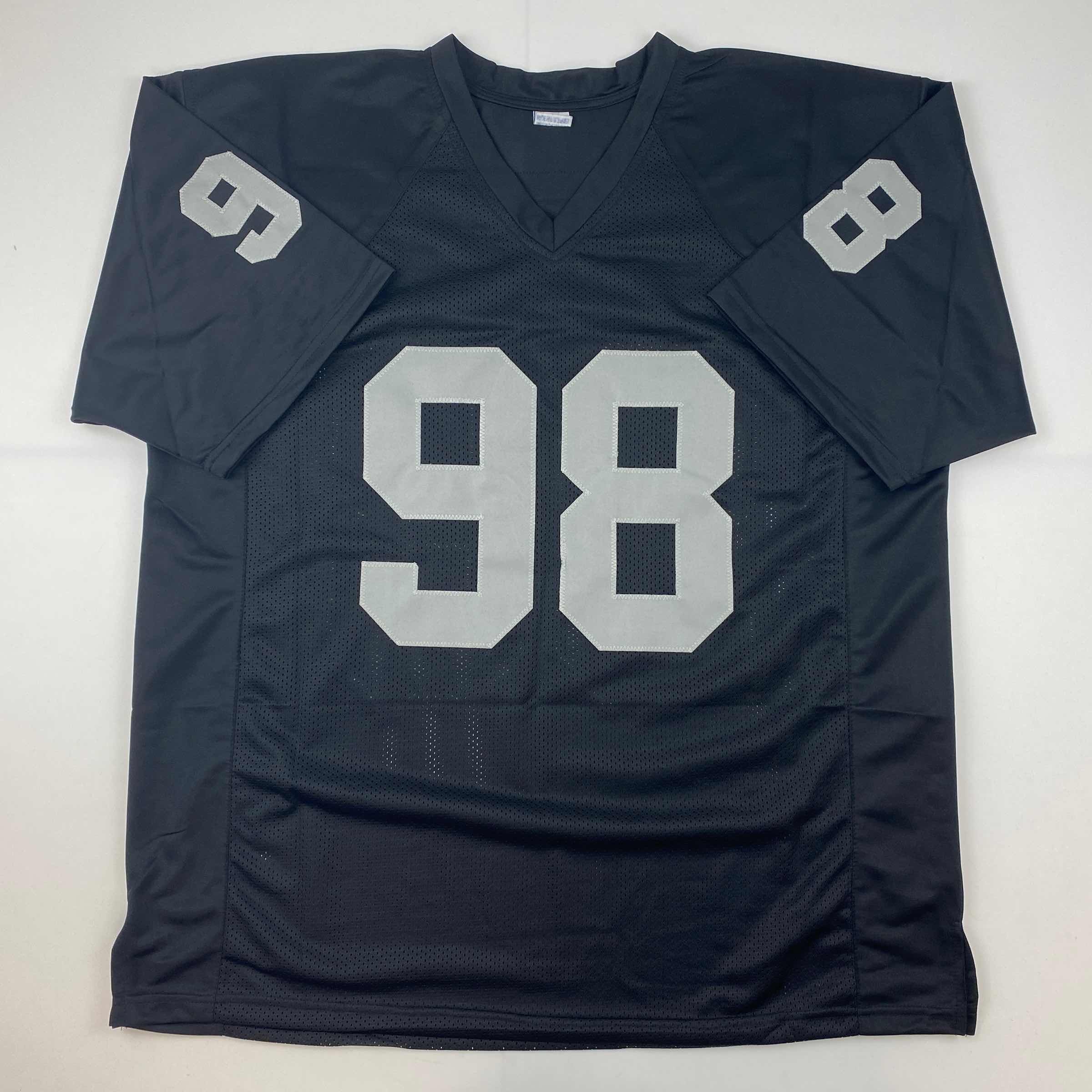 Facsimile Autographed Maxx Crosby Oakland Las Vegas Black Reprint Laser Auto Football Jersey Size Men's XL