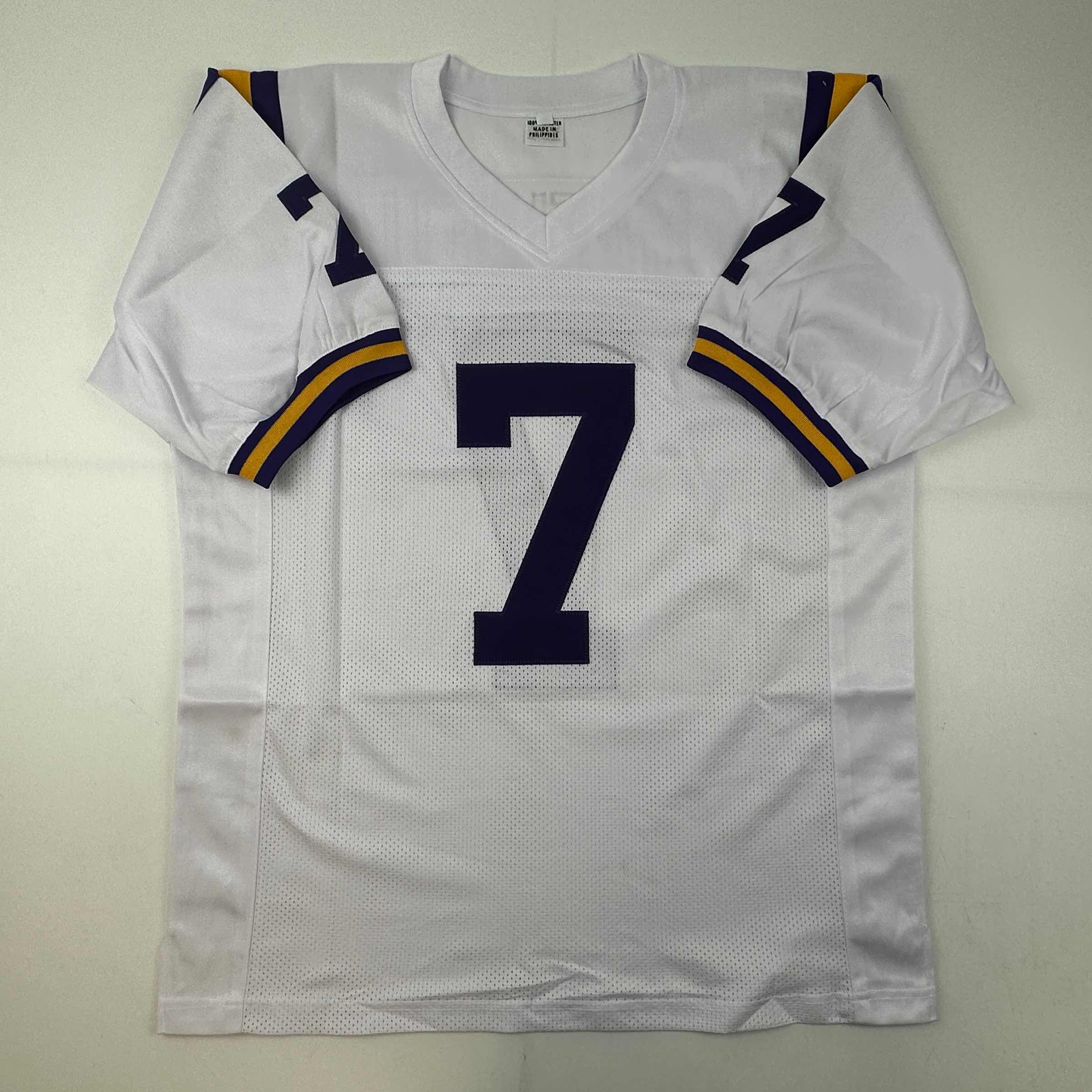 Autographed/Signed Tyrann Mathieu LSU White College Football Jersey JSA COA