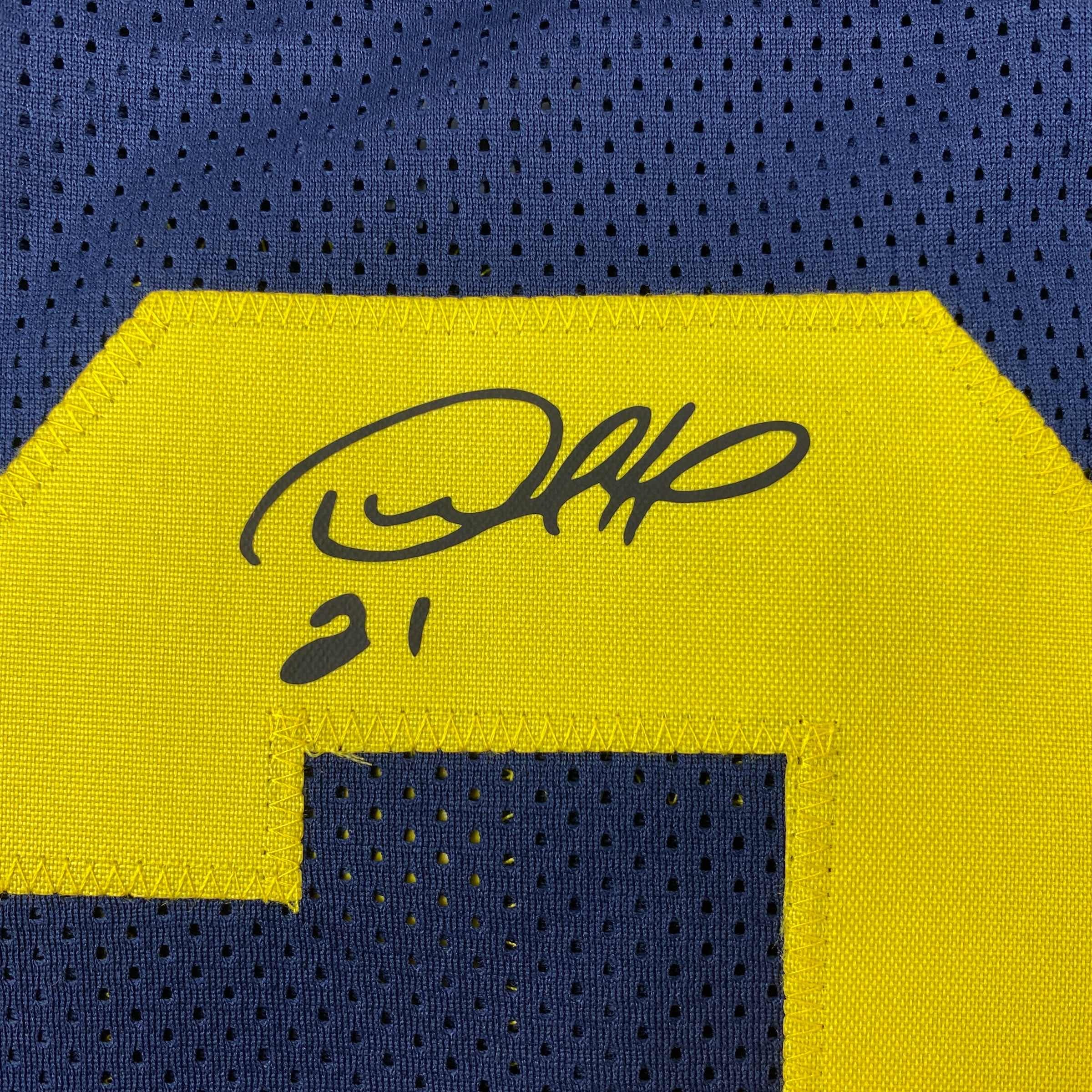 Facsimile Autographed Desmond Howard Michigan Blue Reprint Laser Auto College Football Jersey Size Men's XL
