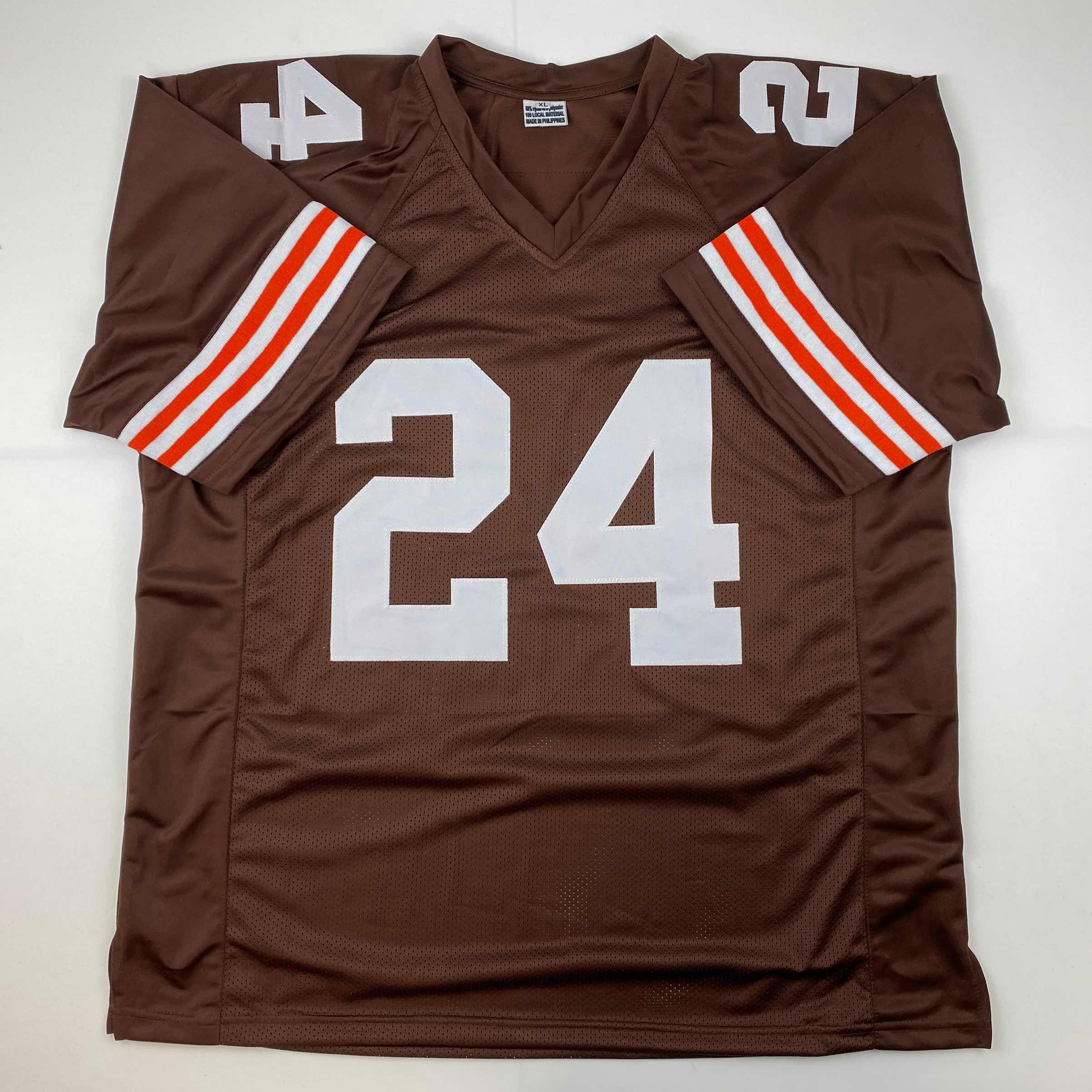Facsimile Autographed Nick Chubb Cleveland Brown Reprint Laser Auto Football Jersey Size Men's XL