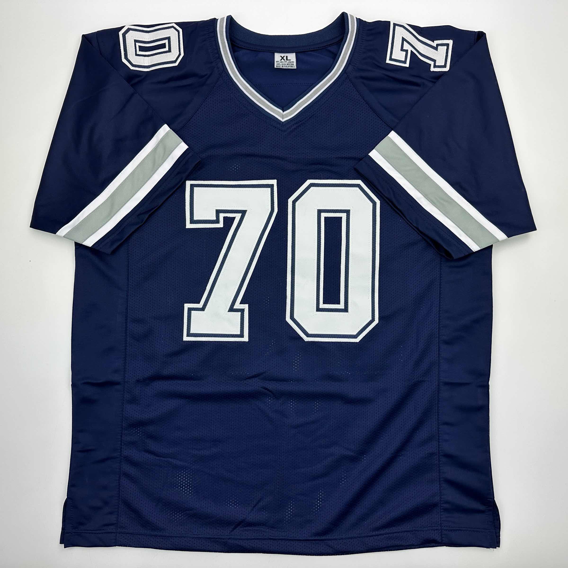 Autographed/Signed Zack Martin Dallas Blue Football Jersey Beckett BAS COA