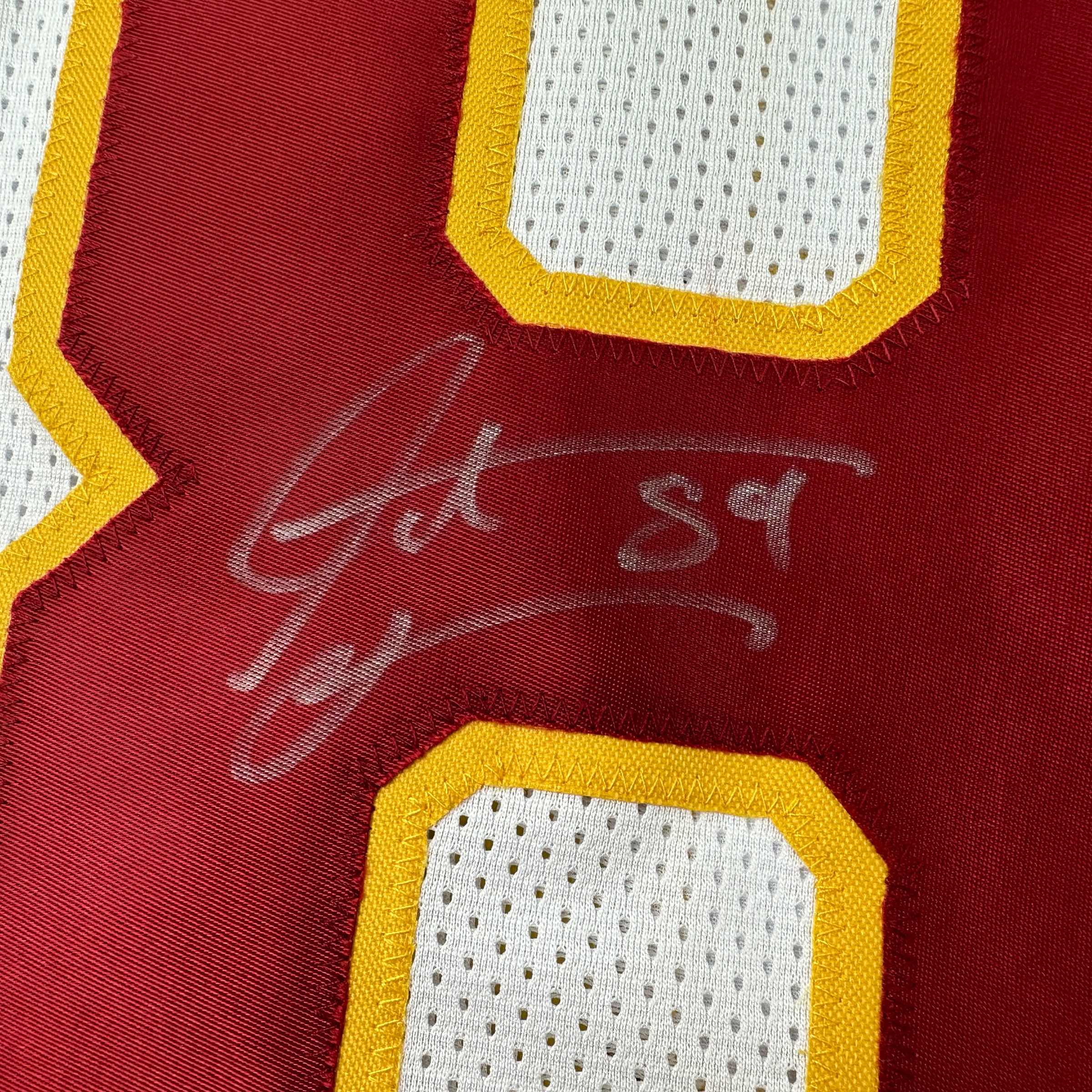 Autographed/Signed Santana Moss Washington White Football Jersey JSA COA