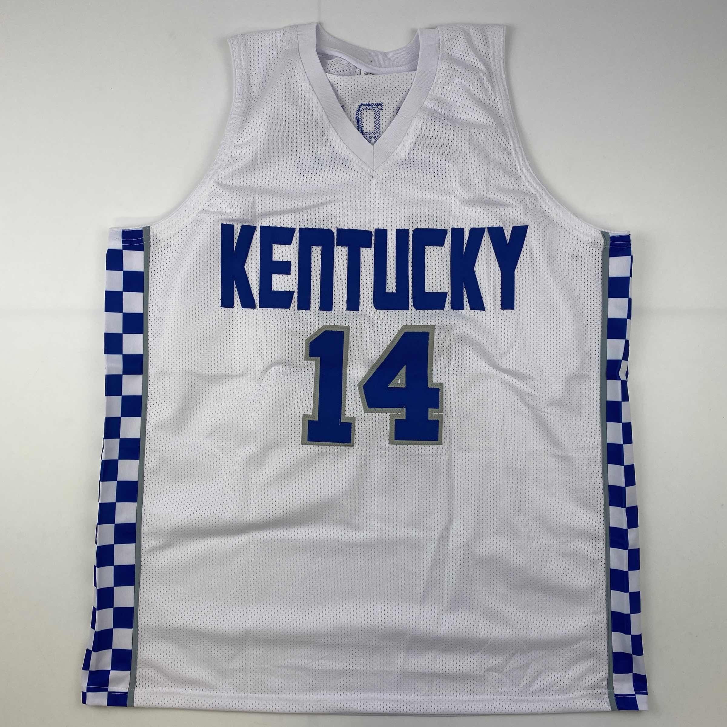 Autographed/Signed Tyler Herro Kentucky White College Basketball Jersey Beckett BAS COA