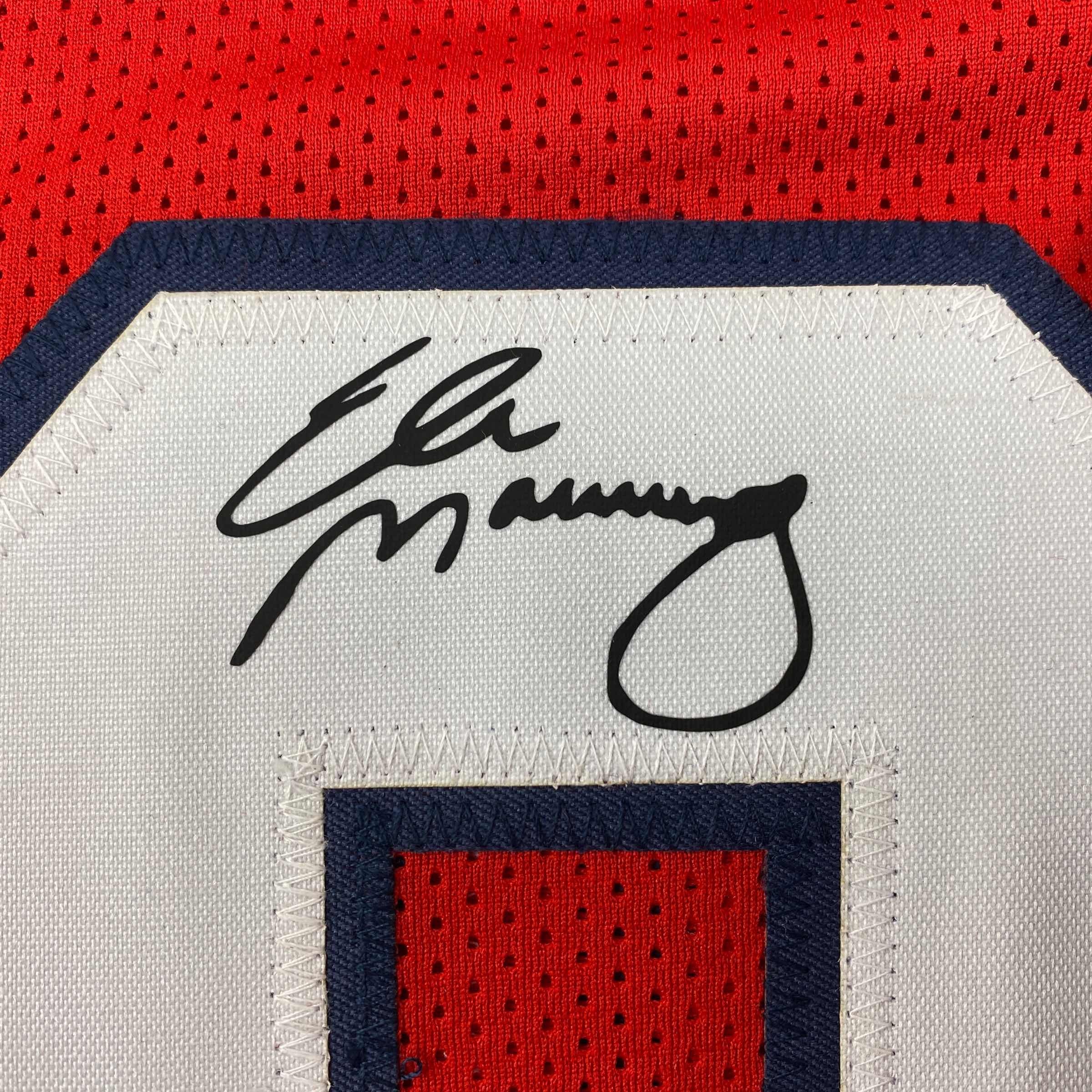Facsimile Autographed Eli Manning Ole Miss Red Reprint Laser Auto College Football Jersey Size Men's XL