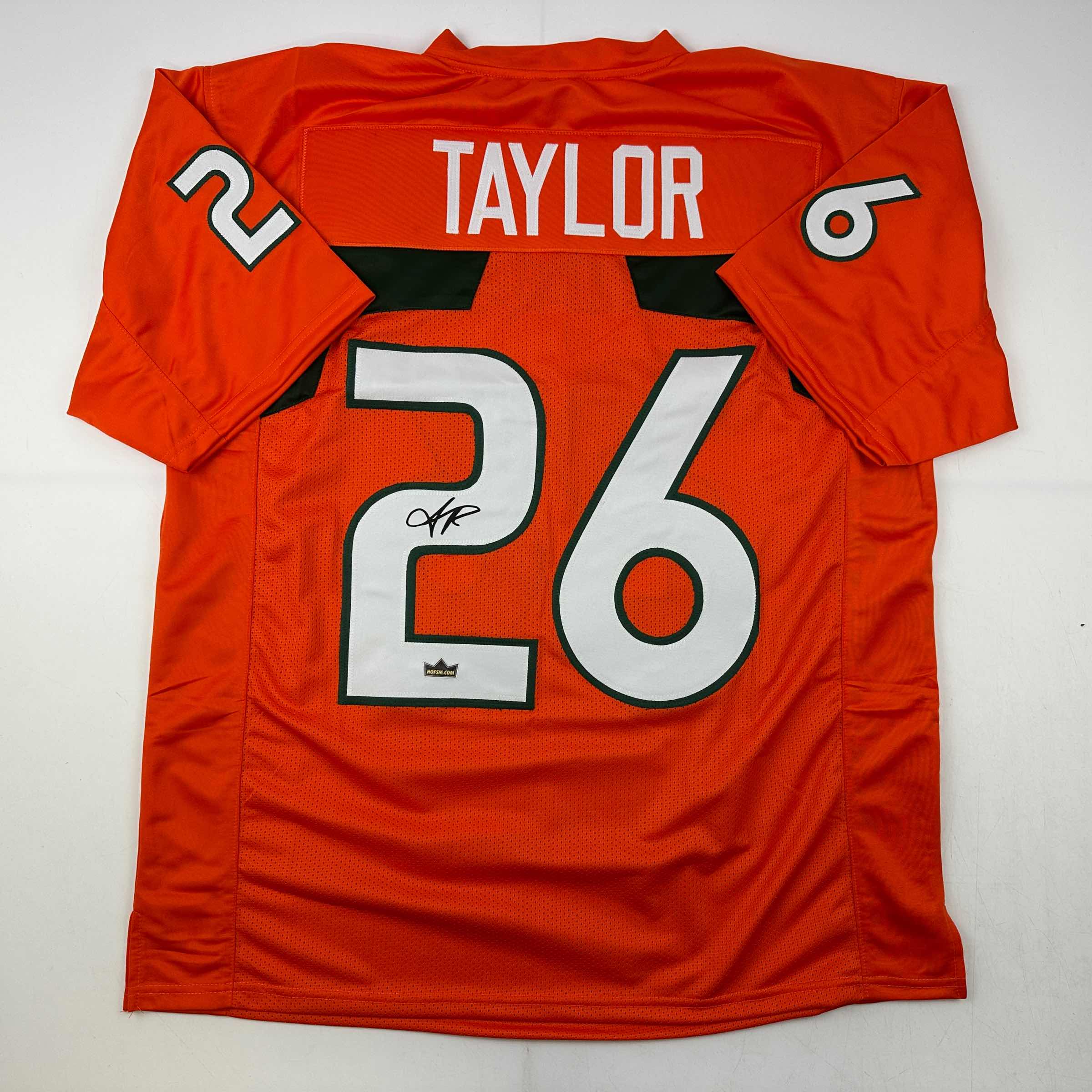 Facsimile Autographed Sean Taylor Miami Orange Reprint Laser Auto College Football Jersey Size Men's XL