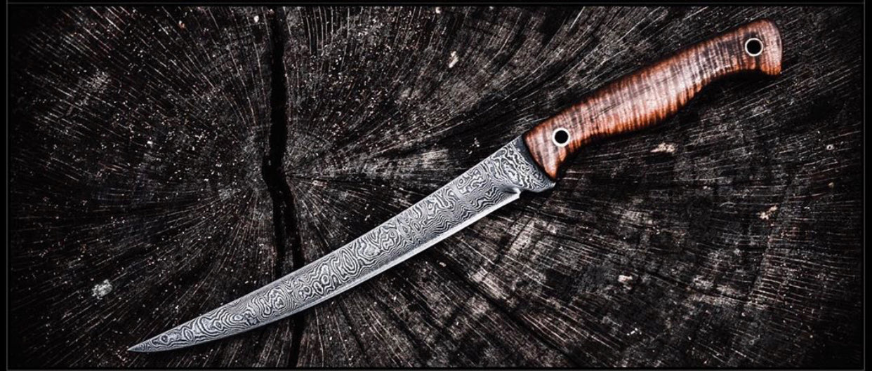 Handmade Damascus Good Fillet Knife with Rosewood Handle