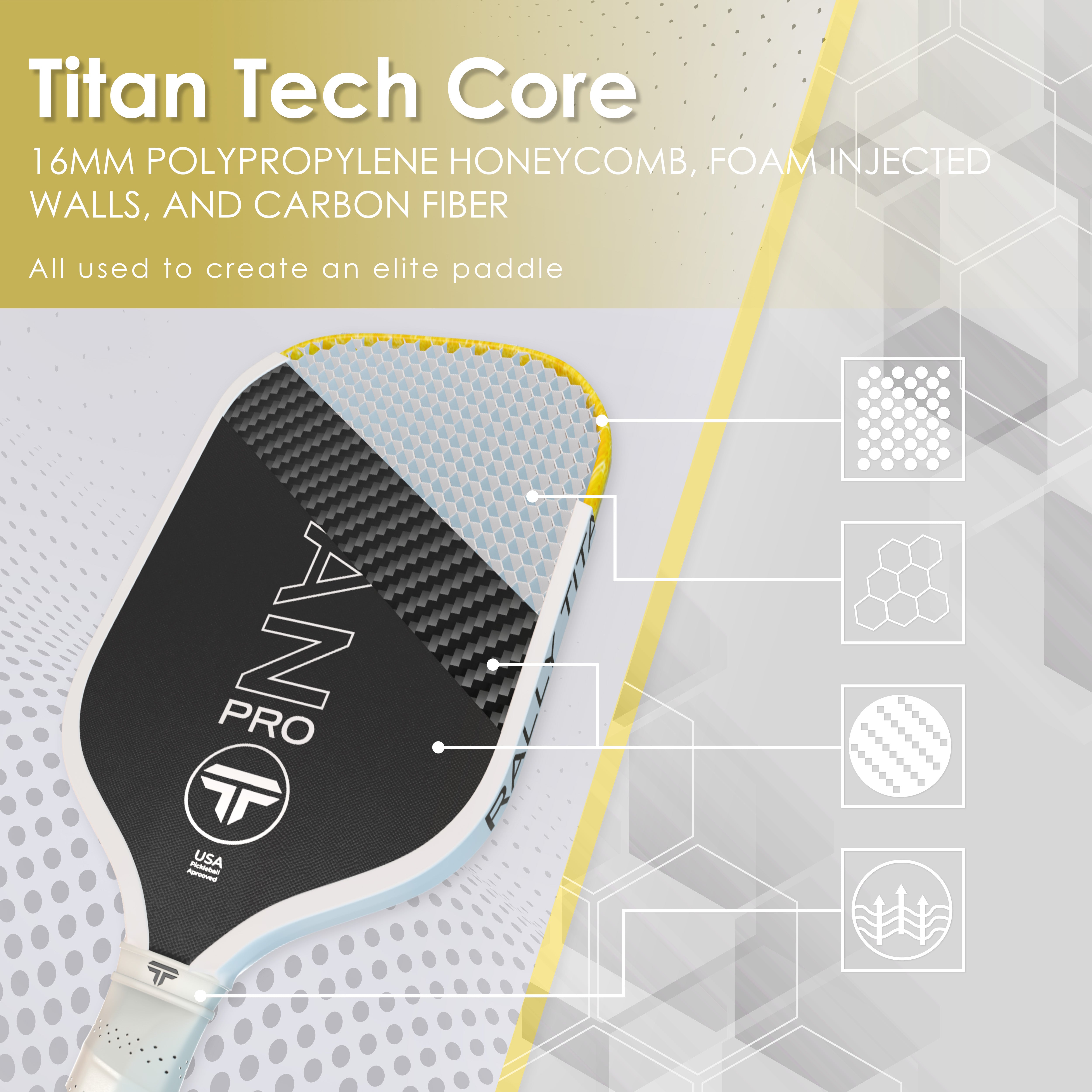 Titan Power 14MM | Thermoformed Unibody Construction | Foam Injected Walls | T700 Titan Carbon Friction Surface | White