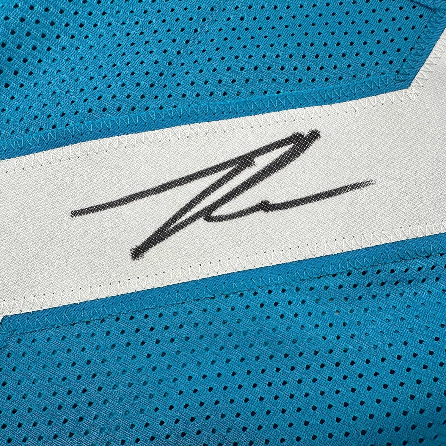 Framed Autographed/Signed Tyson Campbell 35x39 Jacksonville Teal Football Jersey JSA COA
