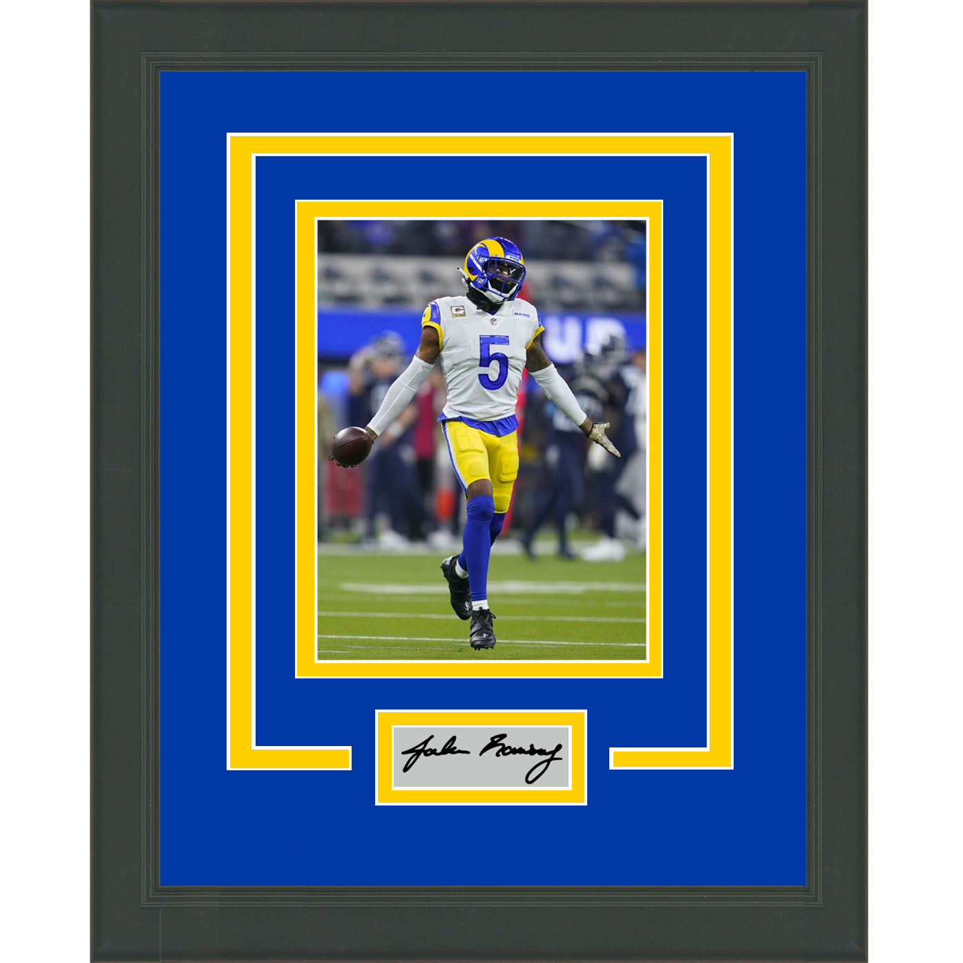 Framed Jalen Ramsey Facsimile Laser Engraved Signature Auto Los Angeles Rams 11x14 Football Photo