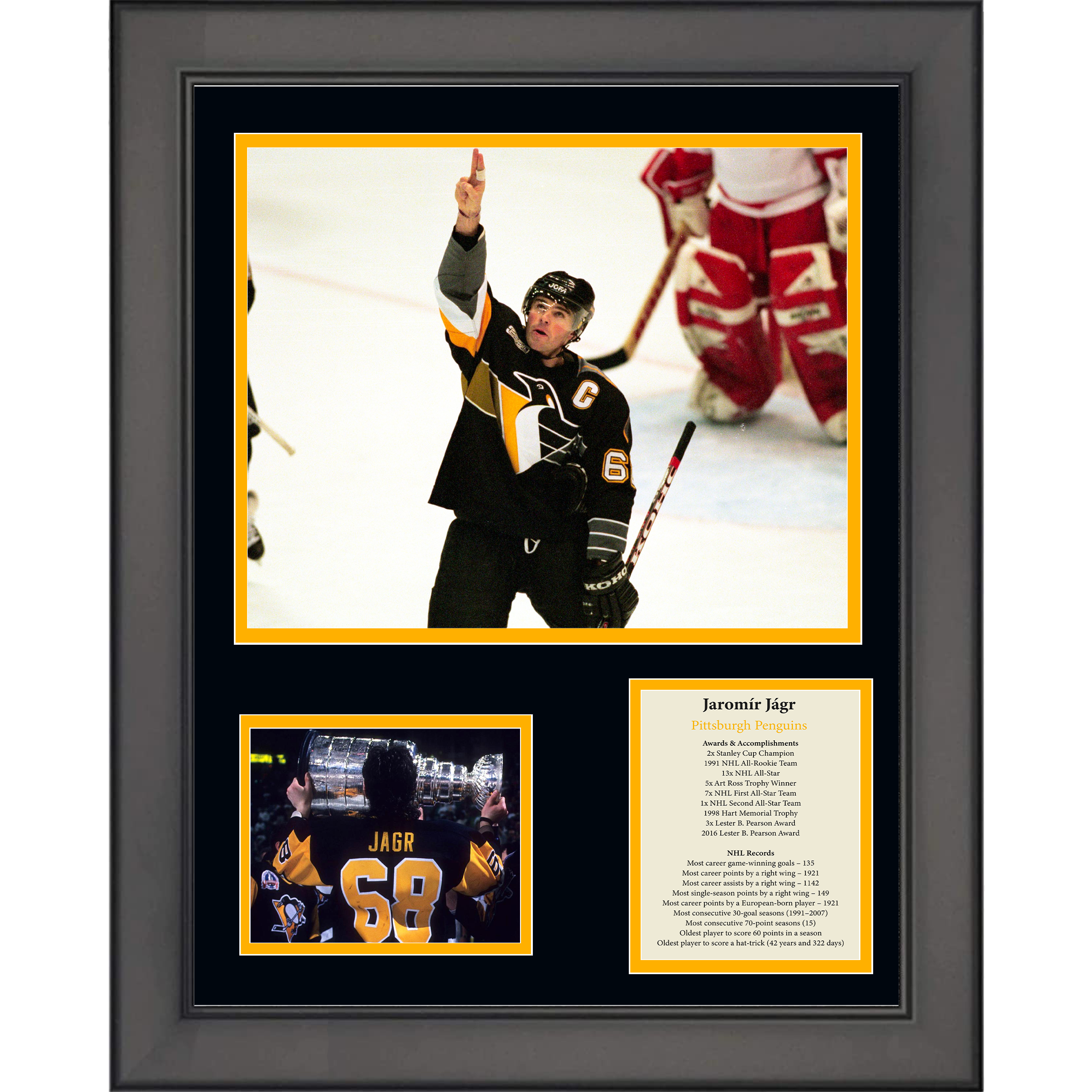 Framed Jaromir Jagr Pittsburgh Penguins 11"x14" Hockey Three Photo Collage