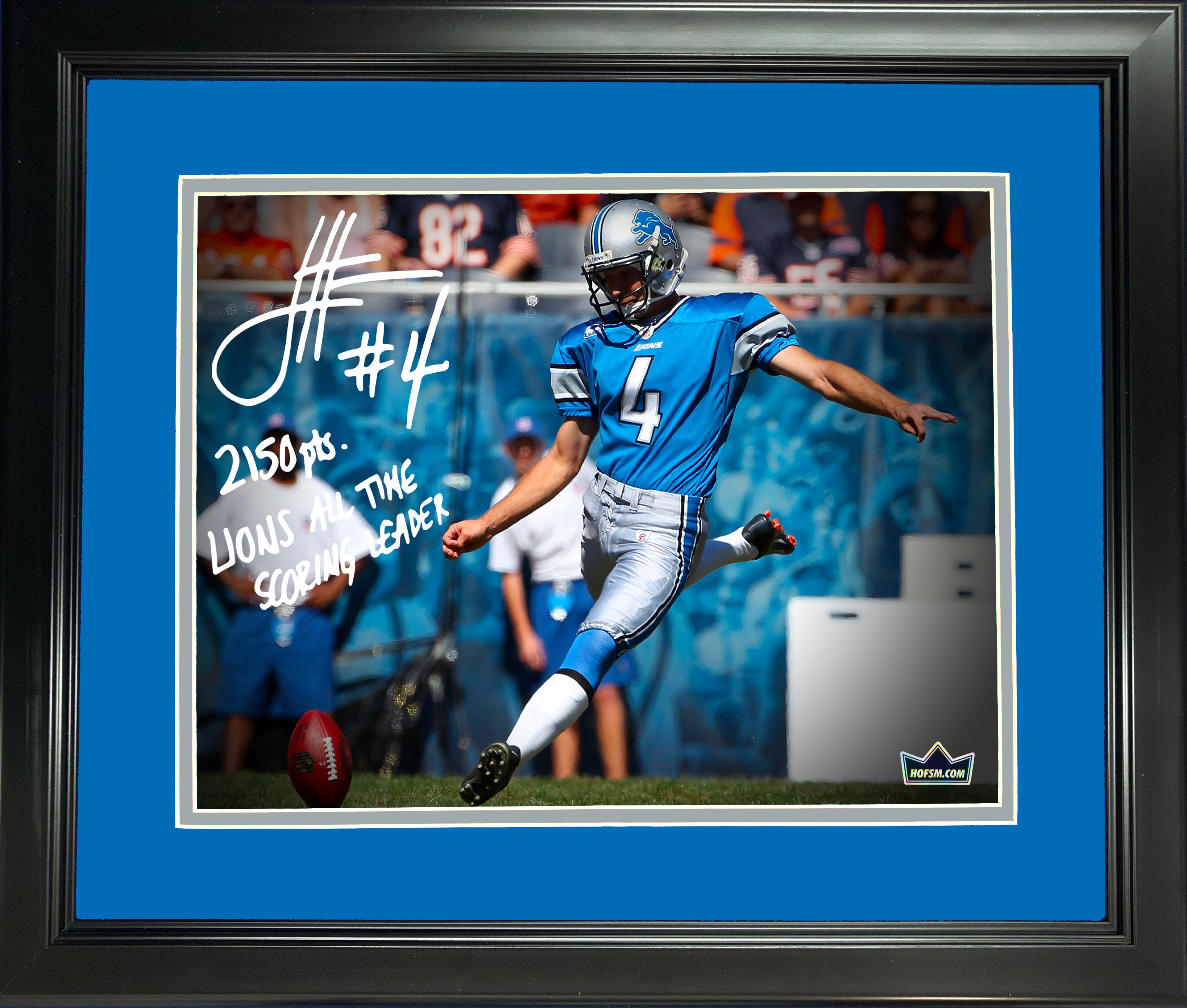 Framed Jason Hanson 2150 Points Lions All Time Scoring Leader Detroit Lions Facsimile Laser Engraved Signature Auto 11"x14" Football Photo HOFSM Holo