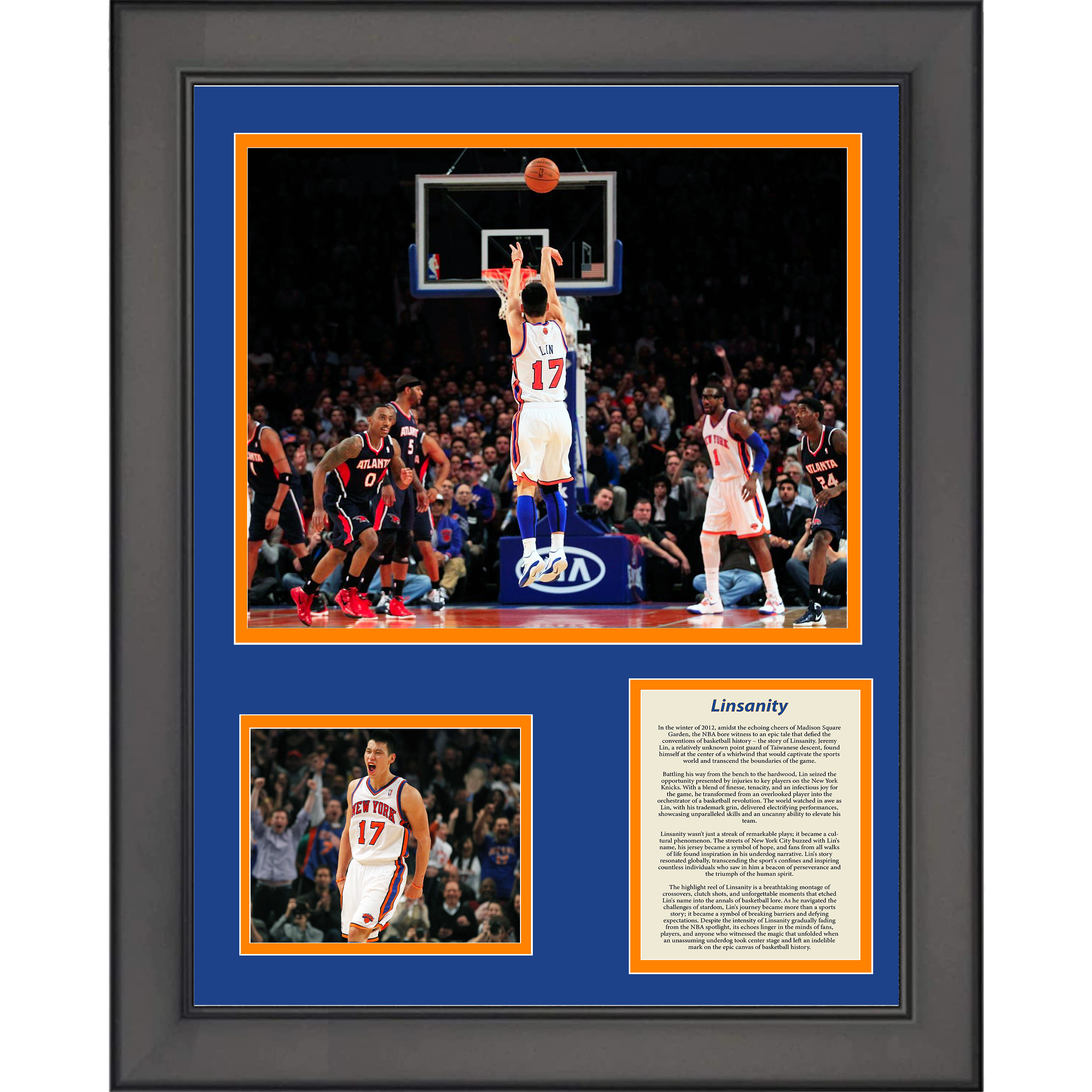 Framed Jeremy Lin Linsanity New York Knicks Basketball 11"x14" Three Photo Collage