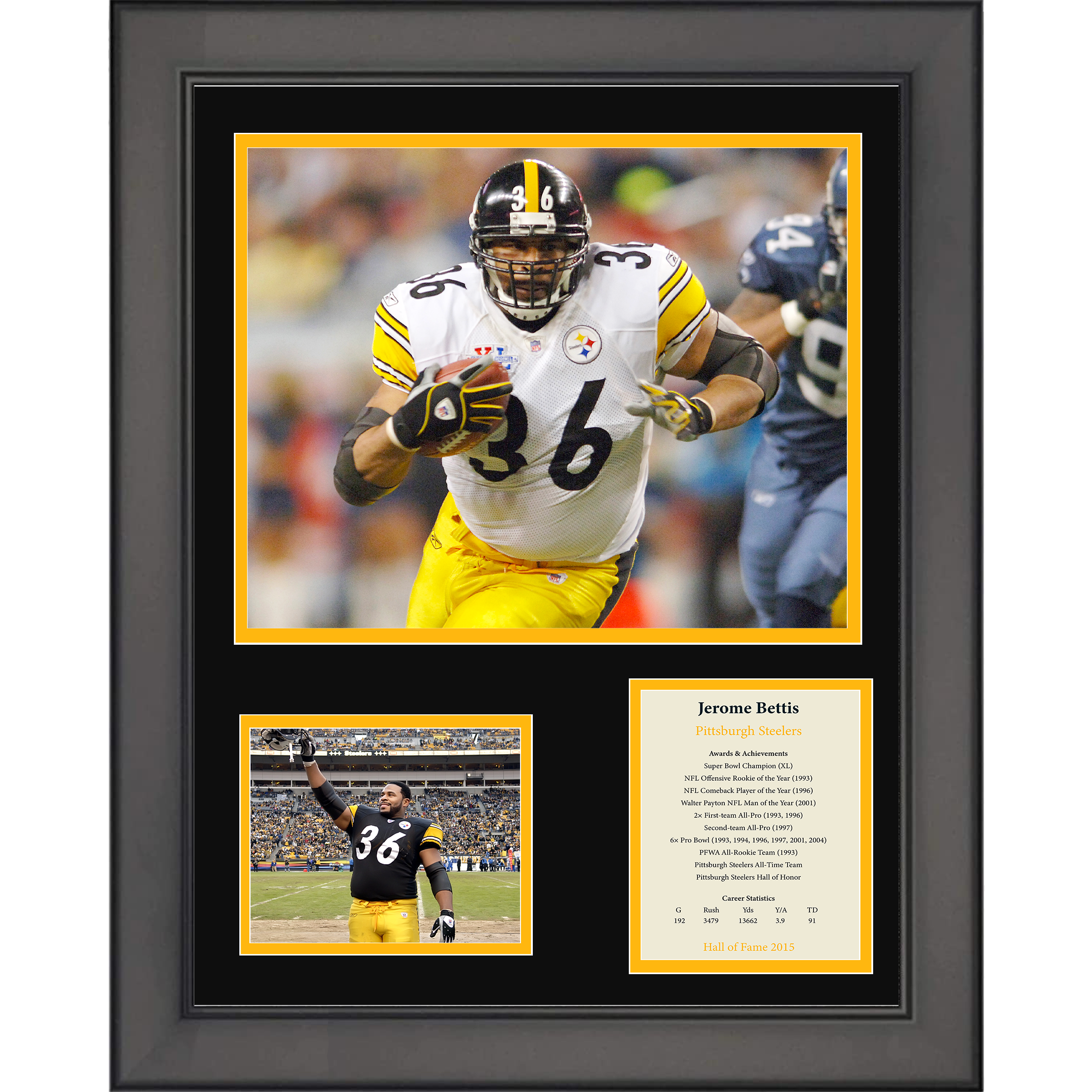 Framed Jerome Bettis Hall of Fame Pittsburgh Steelers 11"x14" Three Photo Collage