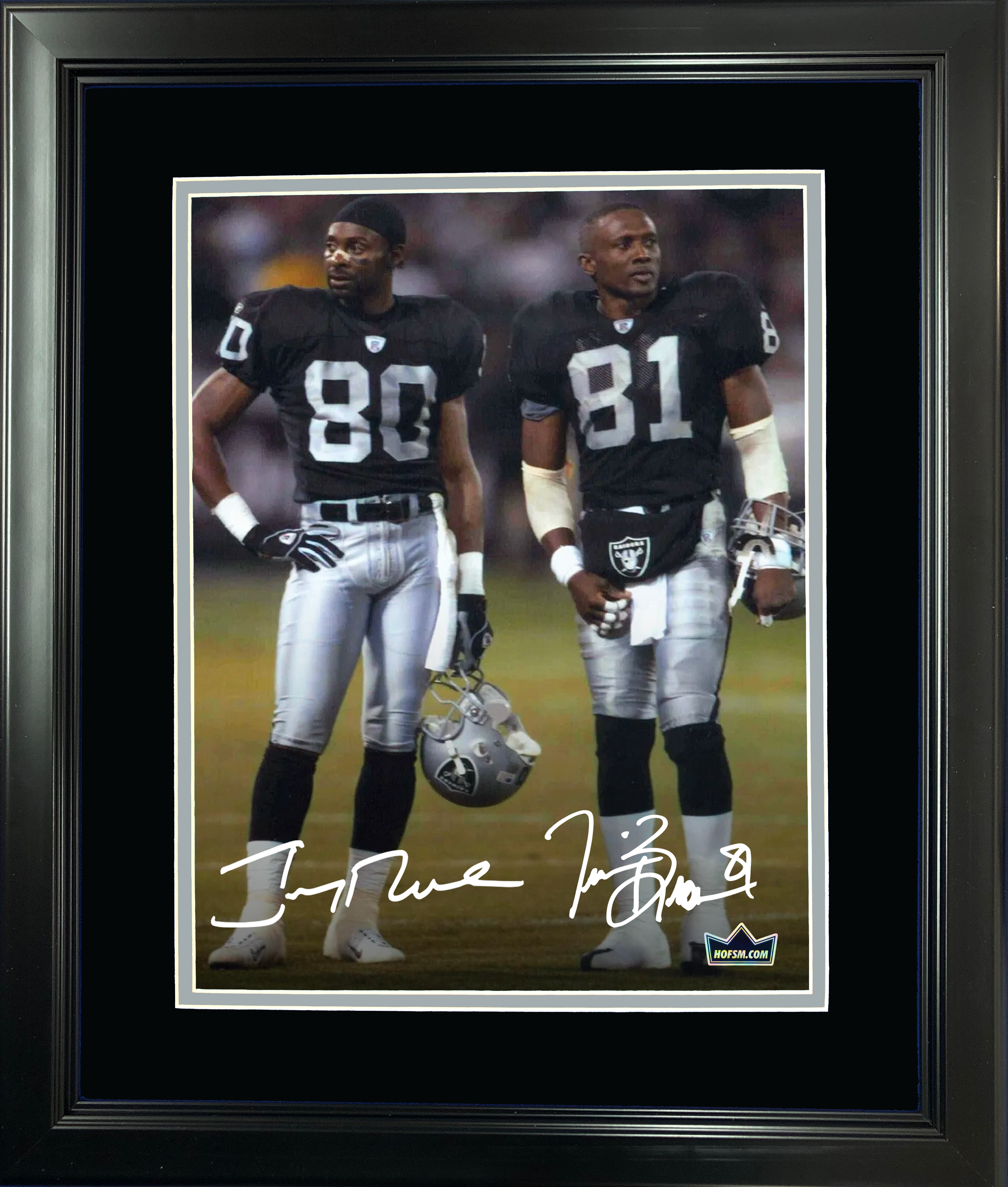 Framed Jerry Rice & Tim Brown Oakland Las Vegas Raiders Facsimile Laser Engraved Signature Auto 11"x14" Football Photo HOFSM Holo