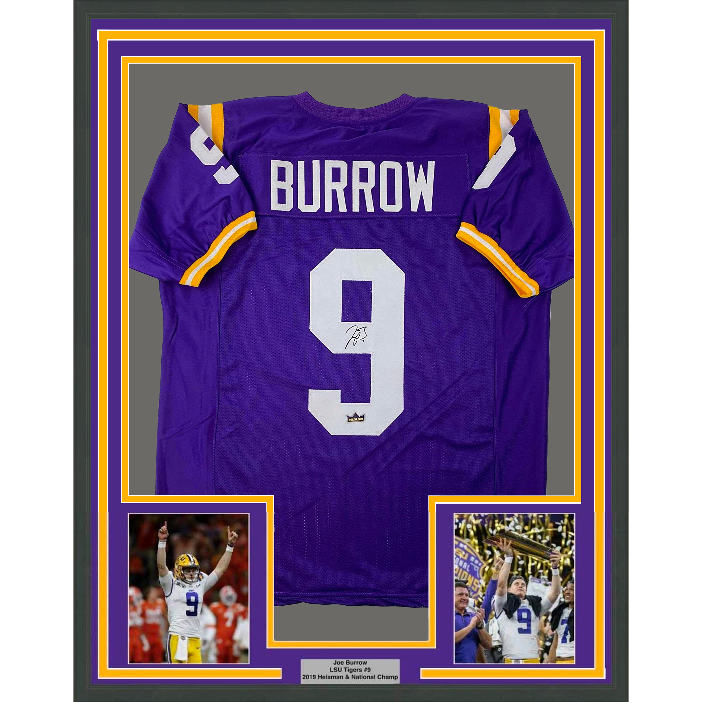 Framed Facsimile Autographed Joe Burrow 35x39 LSU Purple Reprint Laser Auto College Football Jersey