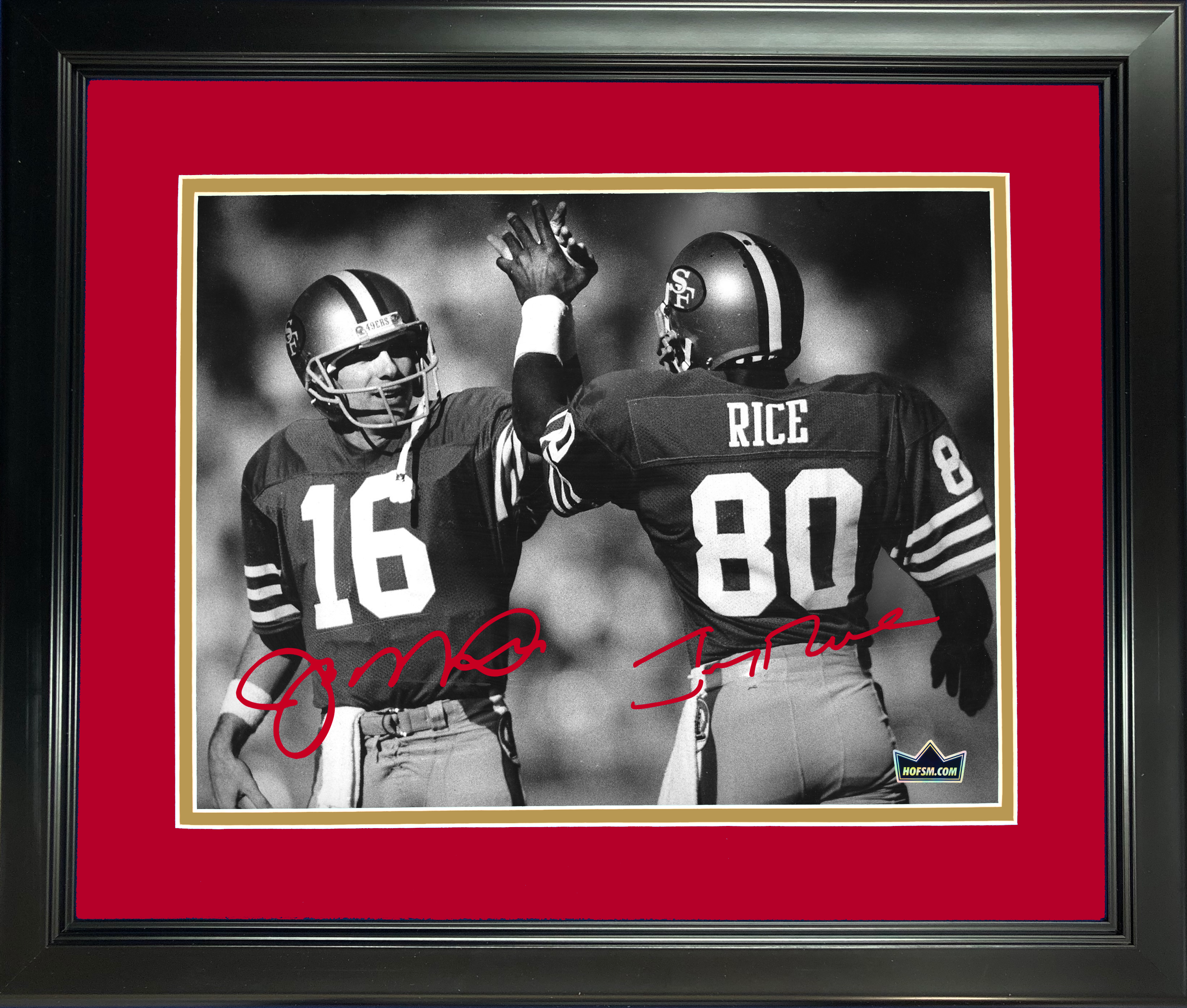 Framed Joe Montana Jerry Rice San Francisco 49ers Dual Facsimile Laser Engraved Signature Auto 11"x14" Football Photo HOFSM Holo