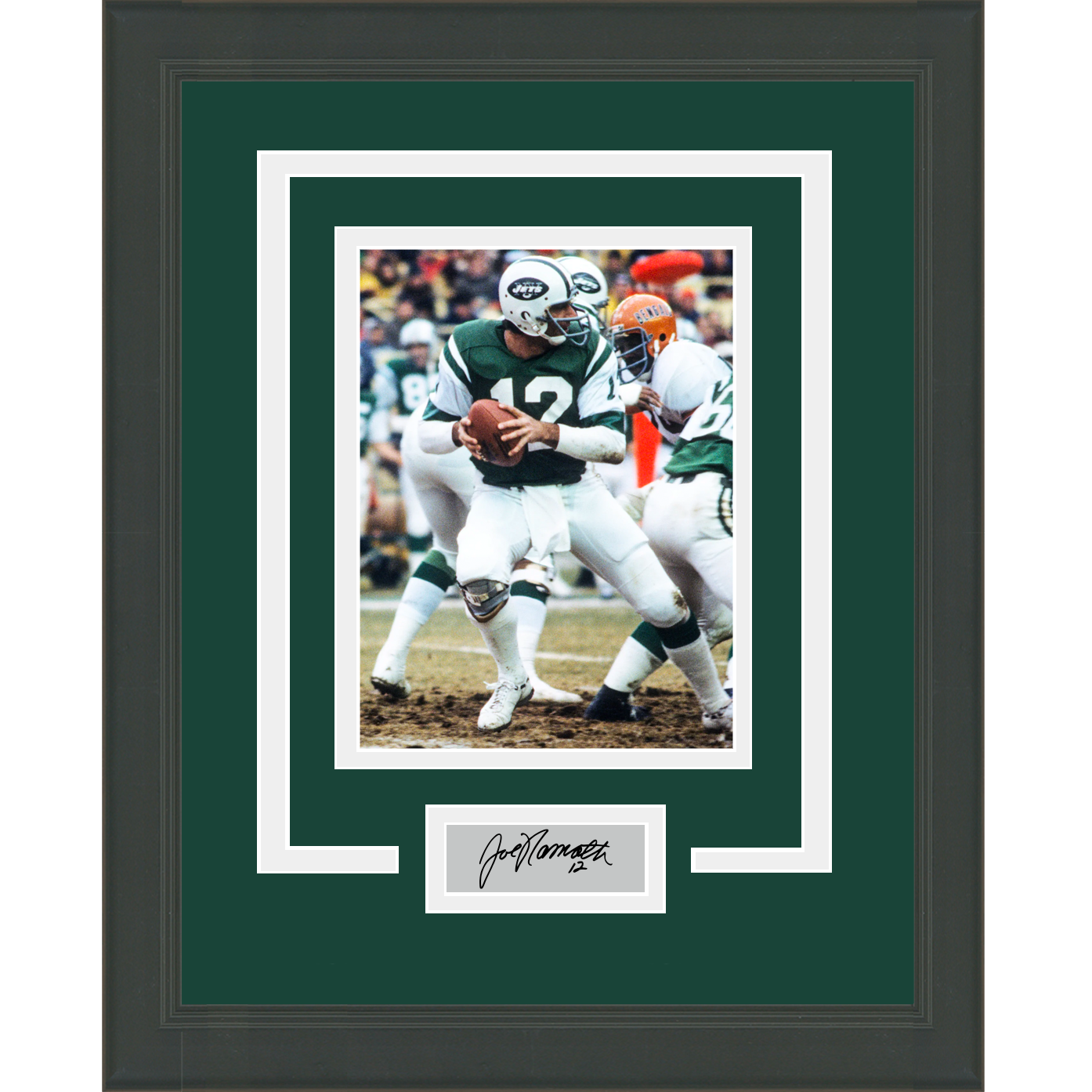 Framed Joe Namath Facsimile Laser Engraved Signature Auto New York Jets 11x14 Football Photo