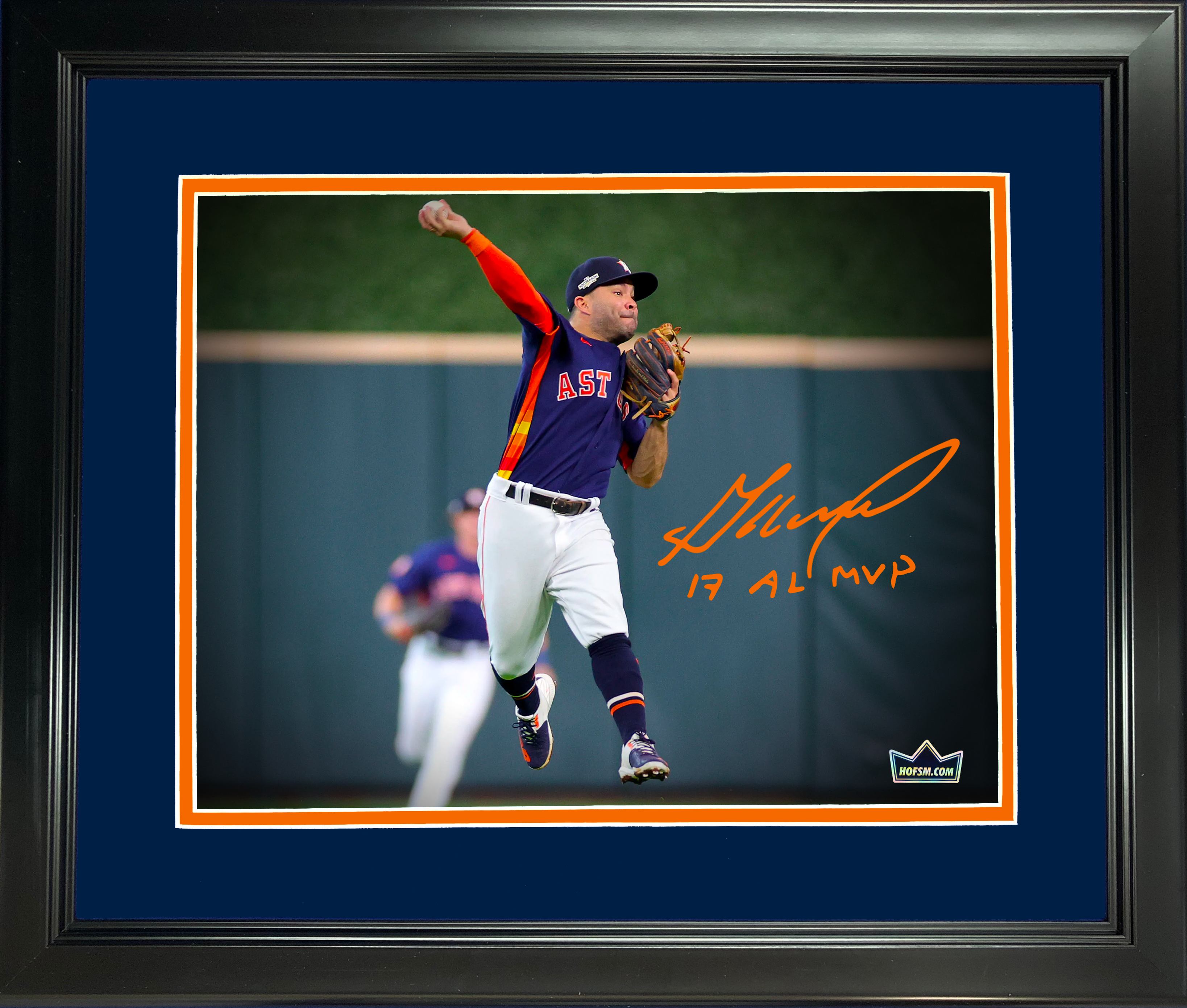 Framed Jose Altuve 17 AL MVP Houston Astros Facsimile Laser Engraved Signature Auto 11"x14" Baseball Photo HOFSM Holo