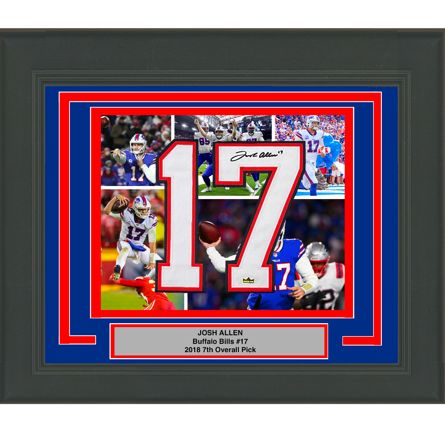 Framed Josh Allen Facsimile Autographed Jersey Number 23x21 Buffalo Bills Reprint Laser Auto Football Photo