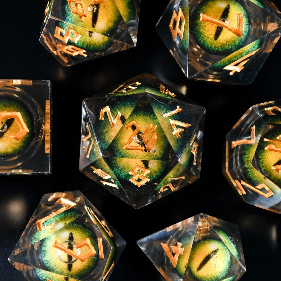 Jurassic Yellow Liquid Core Dice Set