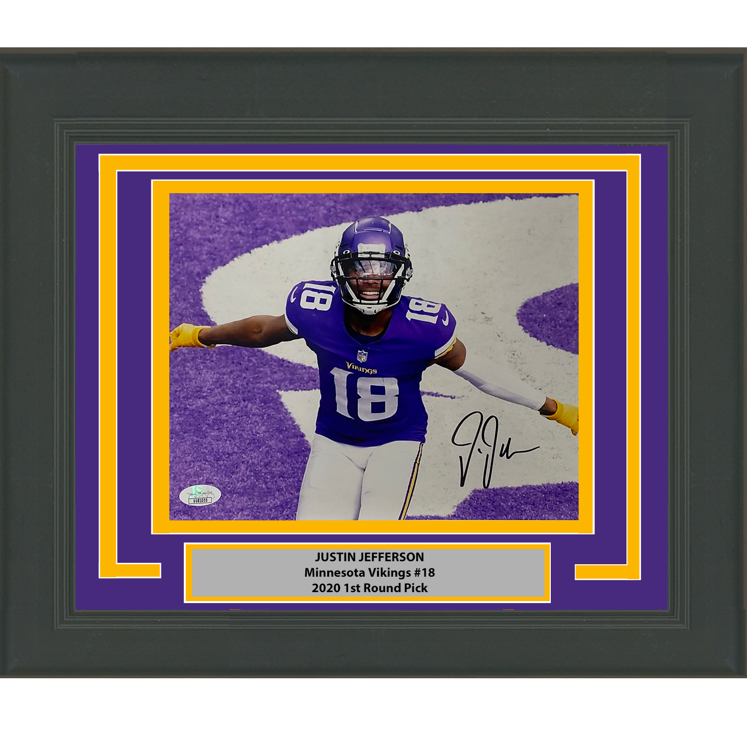 Framed Autographed/Signed Justin Jefferson Minnesota Vikings 8x10 Football Photo JSA COA