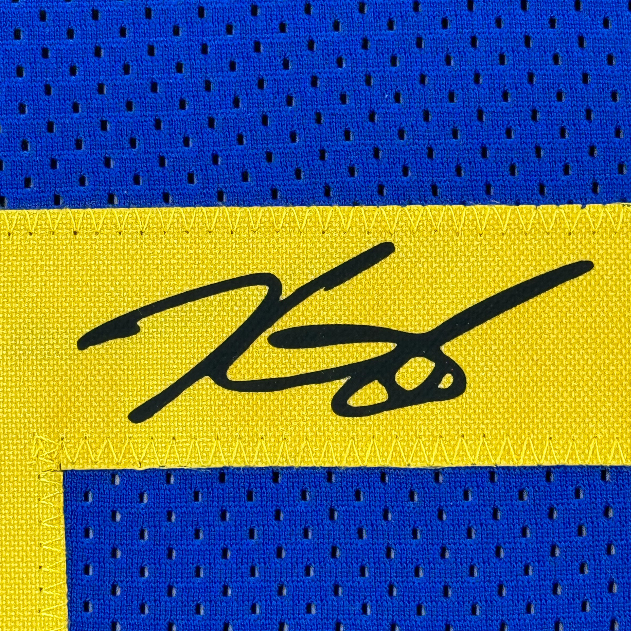 Framed Facsimile Autographed Kevin Durant 35x39 Golden State Blue Reprint Laser Auto Basketball Jersey