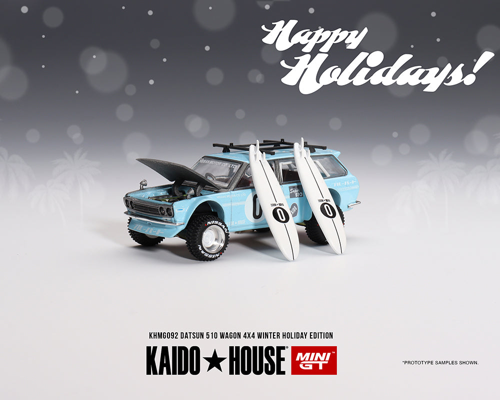 Mini GT x Kaido House Datsun 510 Wagon Surf Safari RS Winter Holiday Edition 1:64 KHMG092