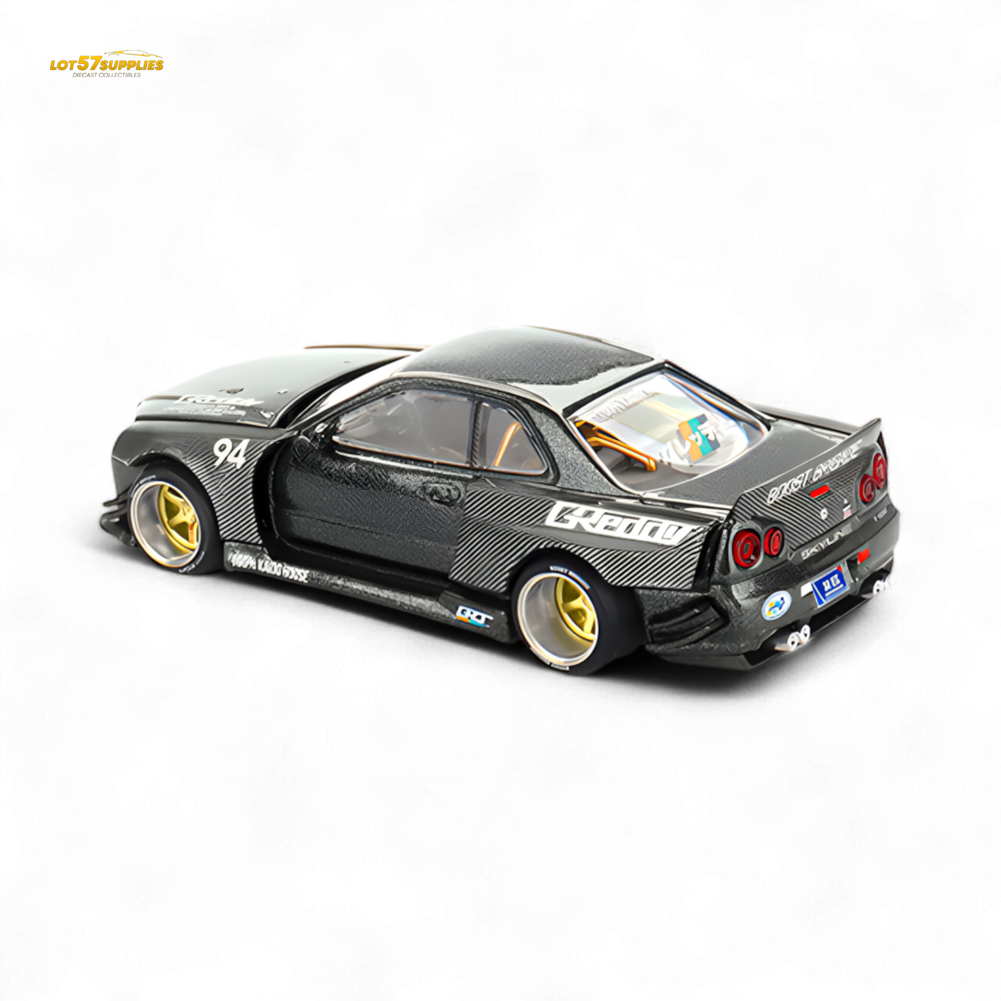 (Pre-Order) Kaido House x Mini GT Nissan Skyline GT-R (R34) Kaido Works GReddy V2 - Black w/ Carbon 1:64