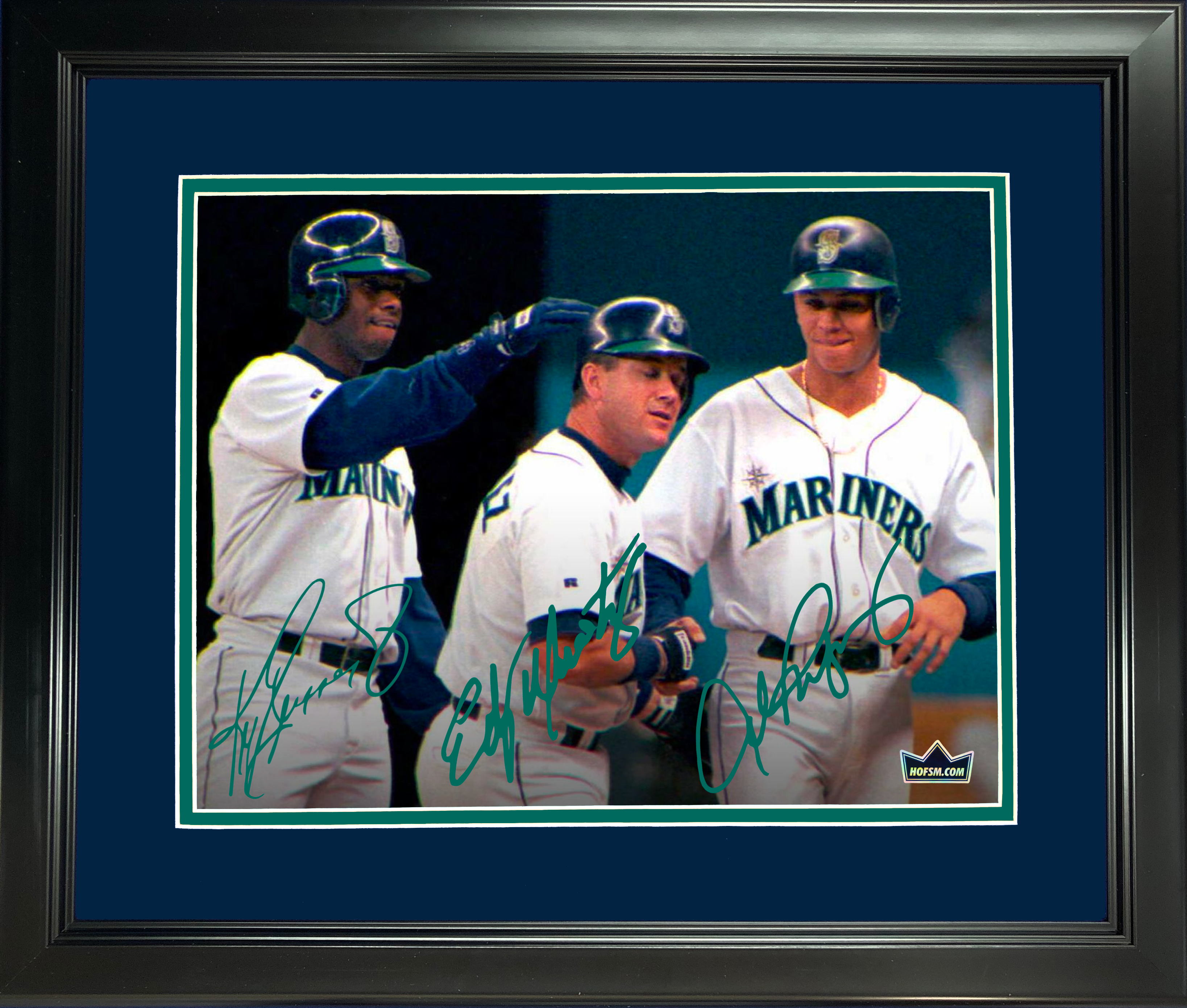 Framed Ken Griffey Jr, Edgar Martinez & Alex Rodriguez Seattle Mariners Facsimile Laser Engraved Signature Auto 11"x14" Baseball Photo HOFSM Holo